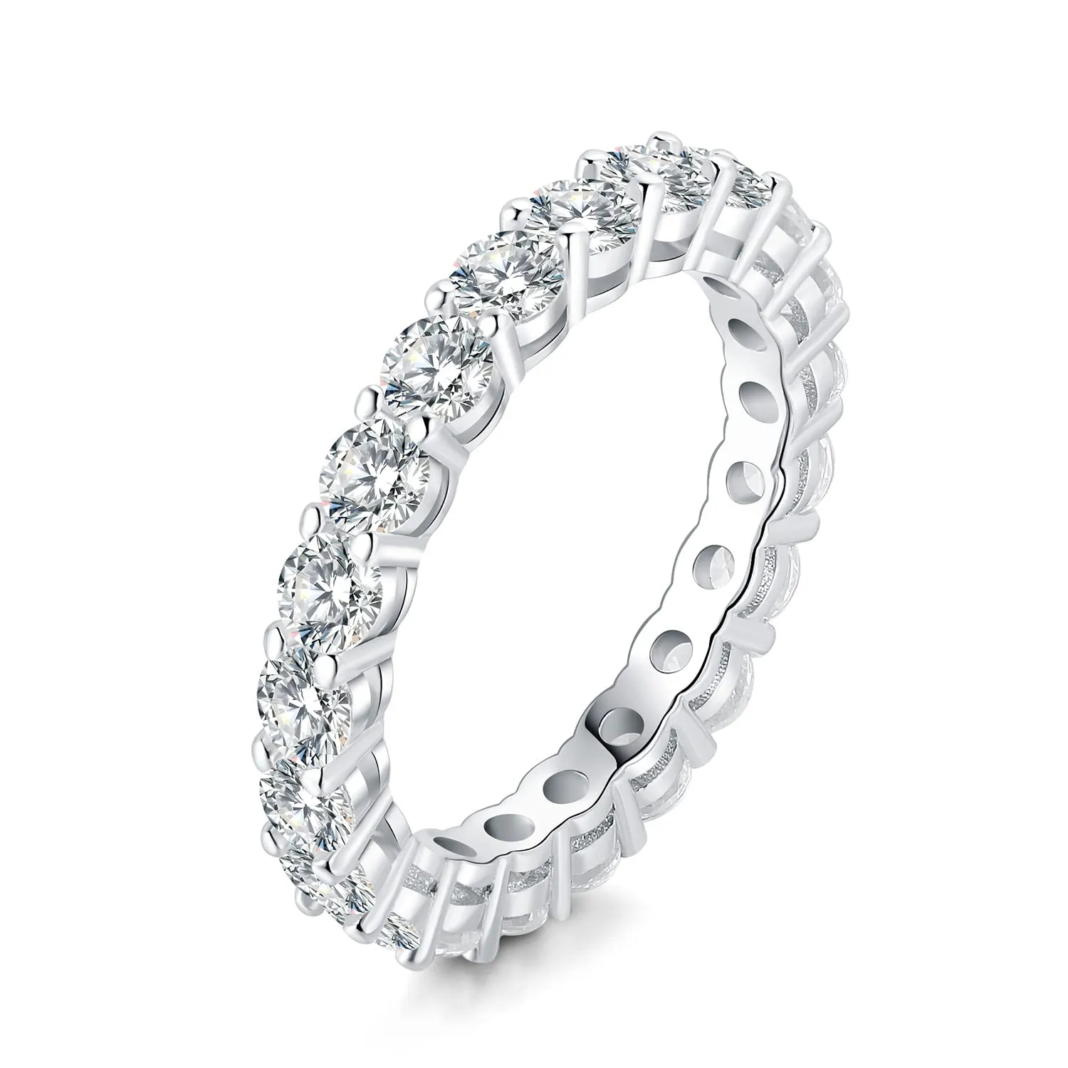 JewelryPalace Anello Eterno Donna placcato oro bianco 14K con Zirconia Cubica, Misura 9.5 - immagine 1
