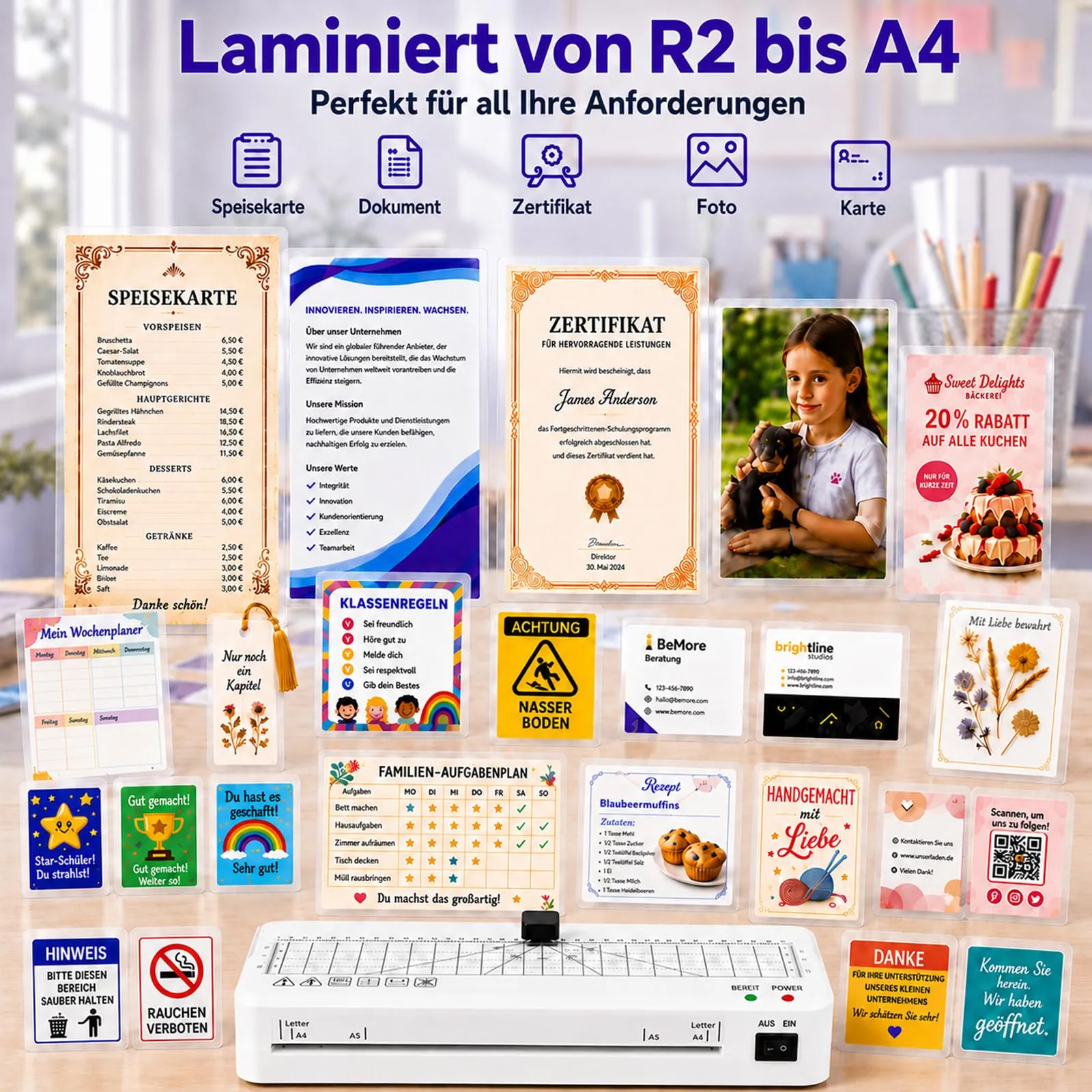 BAYGE Plastificatrice A4 con Taglierina Integrata e 20 Pellicole, Controllo NTC, LAM00176 - immagine 9