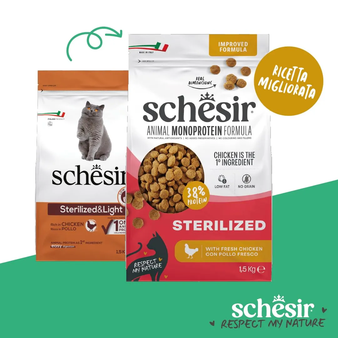 Schesir Animal Monoprotein Sterilized Pollo, Alimento Secco per Gatti Adulti Sterilizzati, 1,5 kg - immagine 2