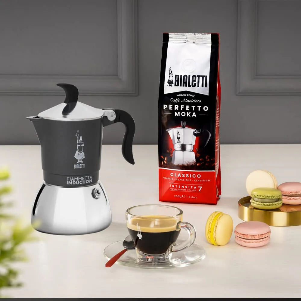 Bialetti Caffettiera Fiammetta Induction, 2 Tazze (100 ml), Grigio - immagine 2