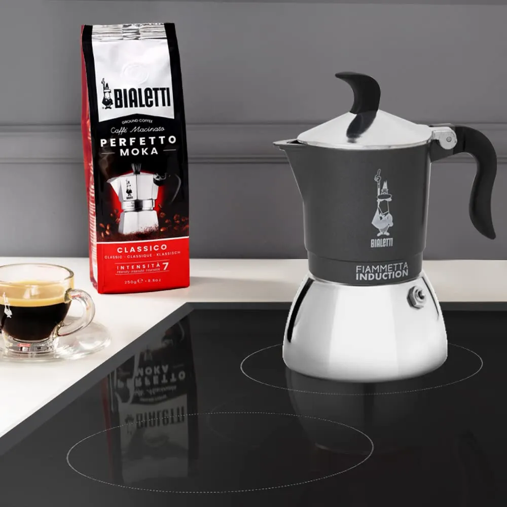 Bialetti Caffettiera Fiammetta Induction, 2 Tazze (100 ml), Grigio - immagine 3