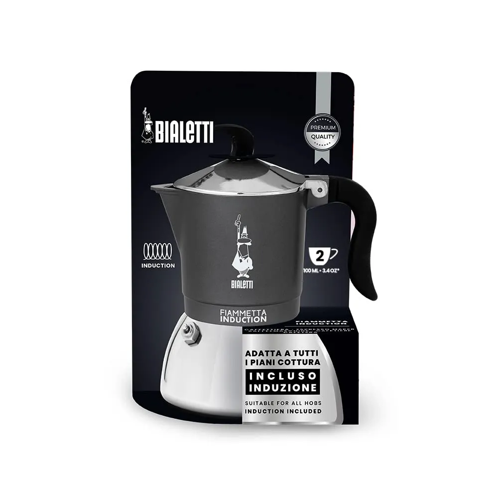 Bialetti Caffettiera Fiammetta Induction, 2 Tazze (100 ml), Grigio - immagine 4