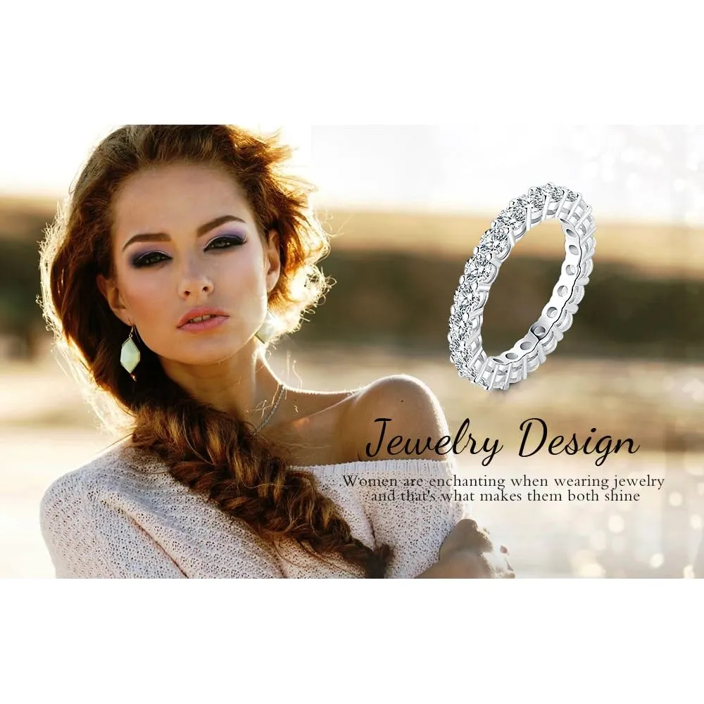 JewelryPalace Anello Eterno Donna placcato oro bianco 14K con Zirconia Cubica, Taglia 11.5 - immagine 6