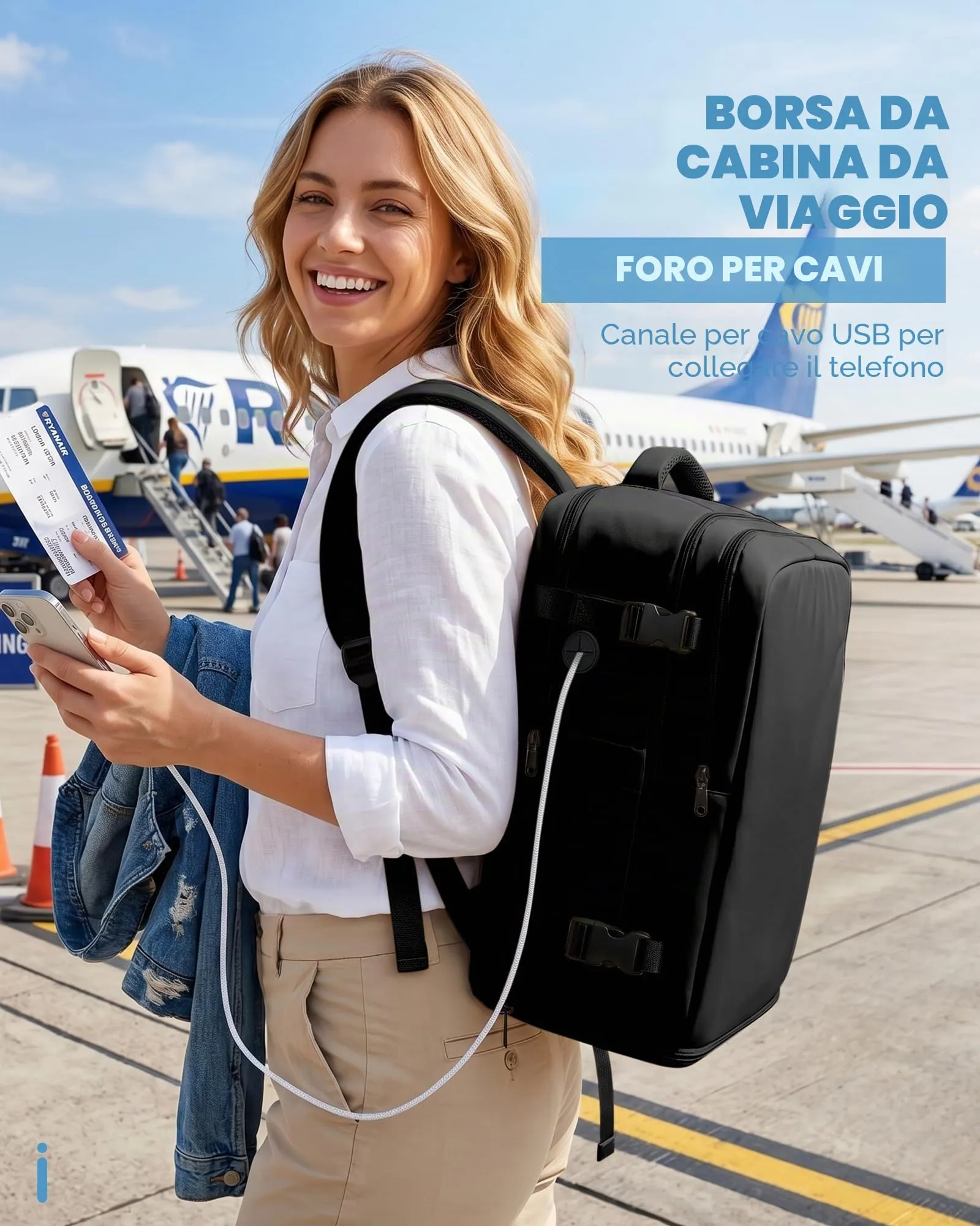 SZLX Zaino da Viaggio Sottovuoto con Pompa 40x30x20 per Ryanair, Wizzair, Easyjet, Bagaglio a Mano con Scomparto Laptop 14 Pollici e Porta Scarpe - immagine 10