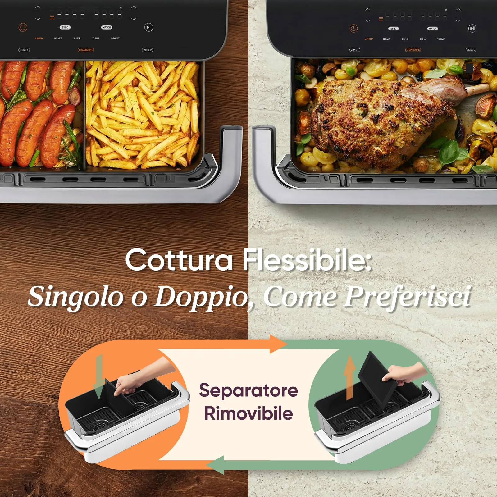 Cosori Twinfry Friggitrice ad Aria 10L Doppio Cestello con WiFi, Bianco, CAF-TF102S-AEU - immagine 4