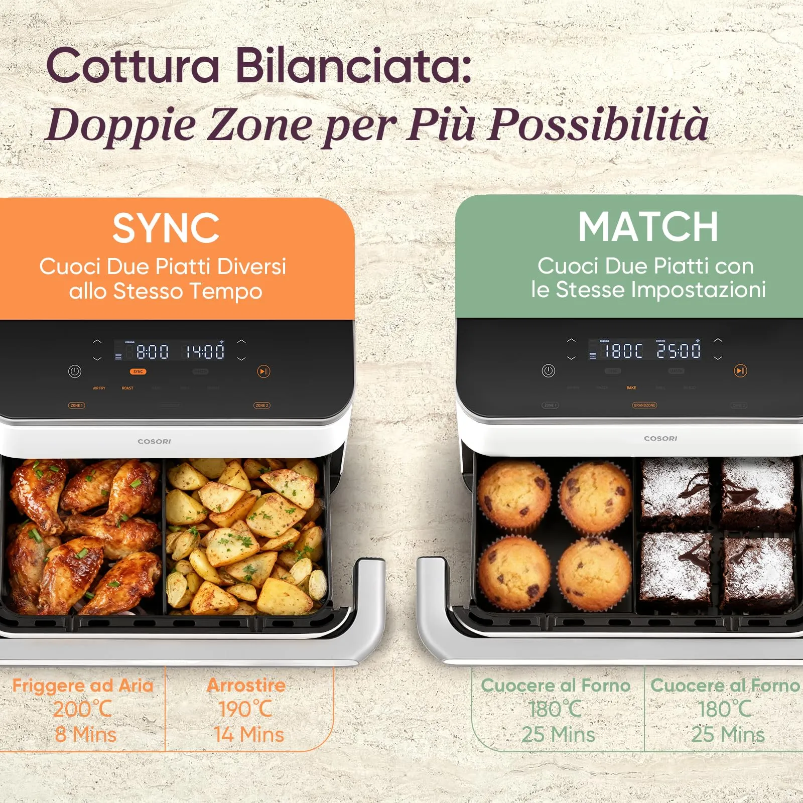 Cosori Twinfry Friggitrice ad Aria 10L Doppio Cestello con WiFi, Bianco, CAF-TF102S-AEU - immagine 8