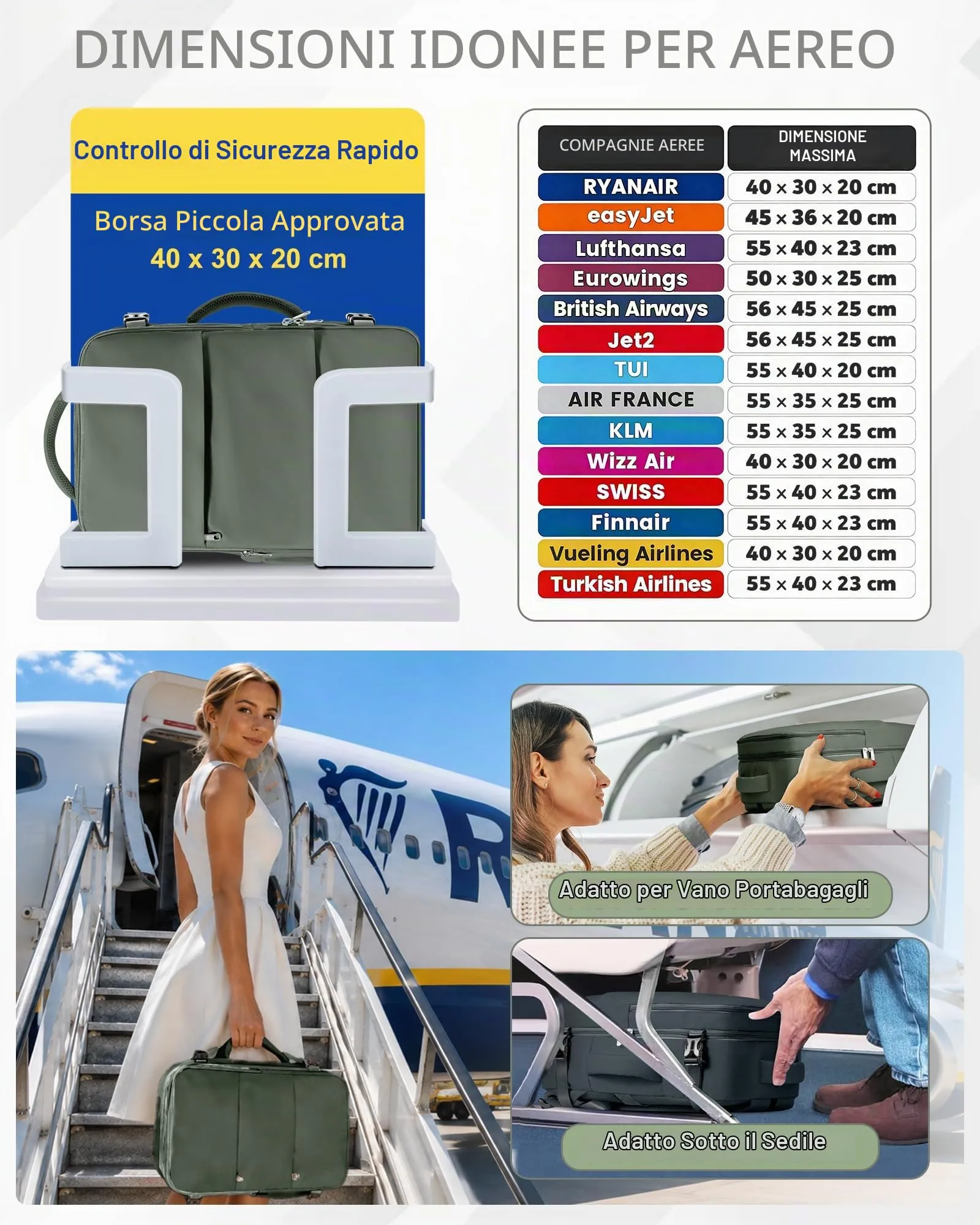 SZLX Zaino da Viaggio Sottovuoto con Pompa, Bagaglio a Mano 40x30x20 per Ryanair, Wizz Air, Easyjet, Scomparto Laptop 14 Pollici e Porta Scarpe - immagine 3