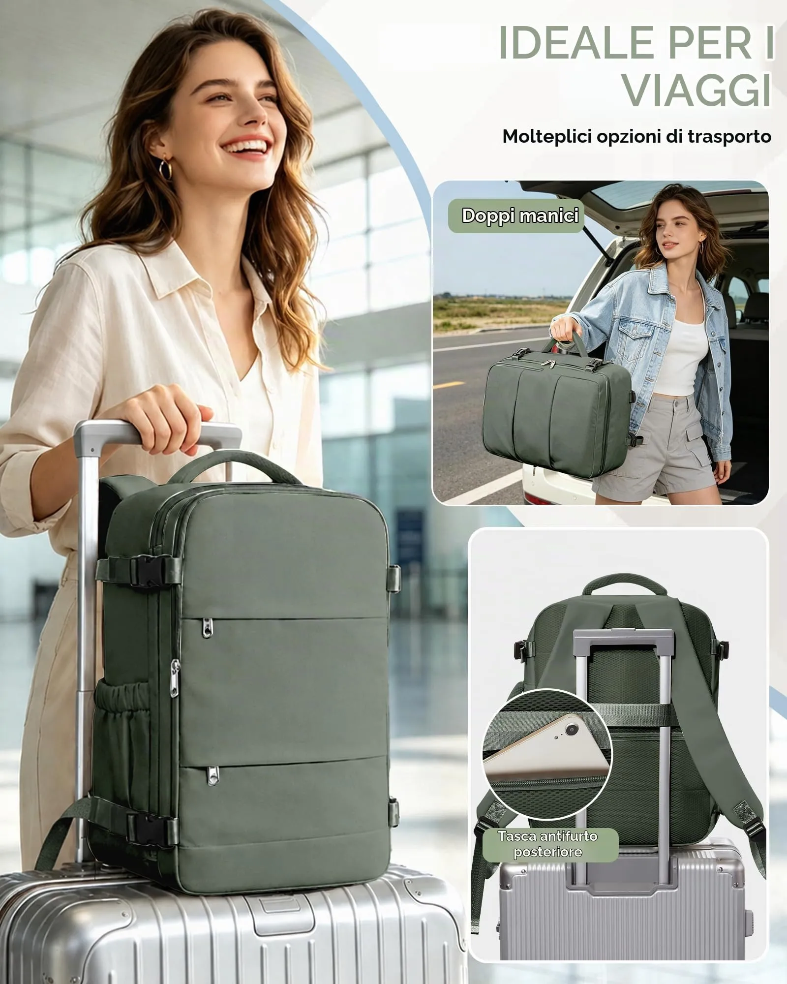 SZLX Zaino da Viaggio Sottovuoto con Pompa, Bagaglio a Mano 40x30x20 per Ryanair, Wizz Air, Easyjet, Scomparto Laptop 14 Pollici e Porta Scarpe - immagine 10