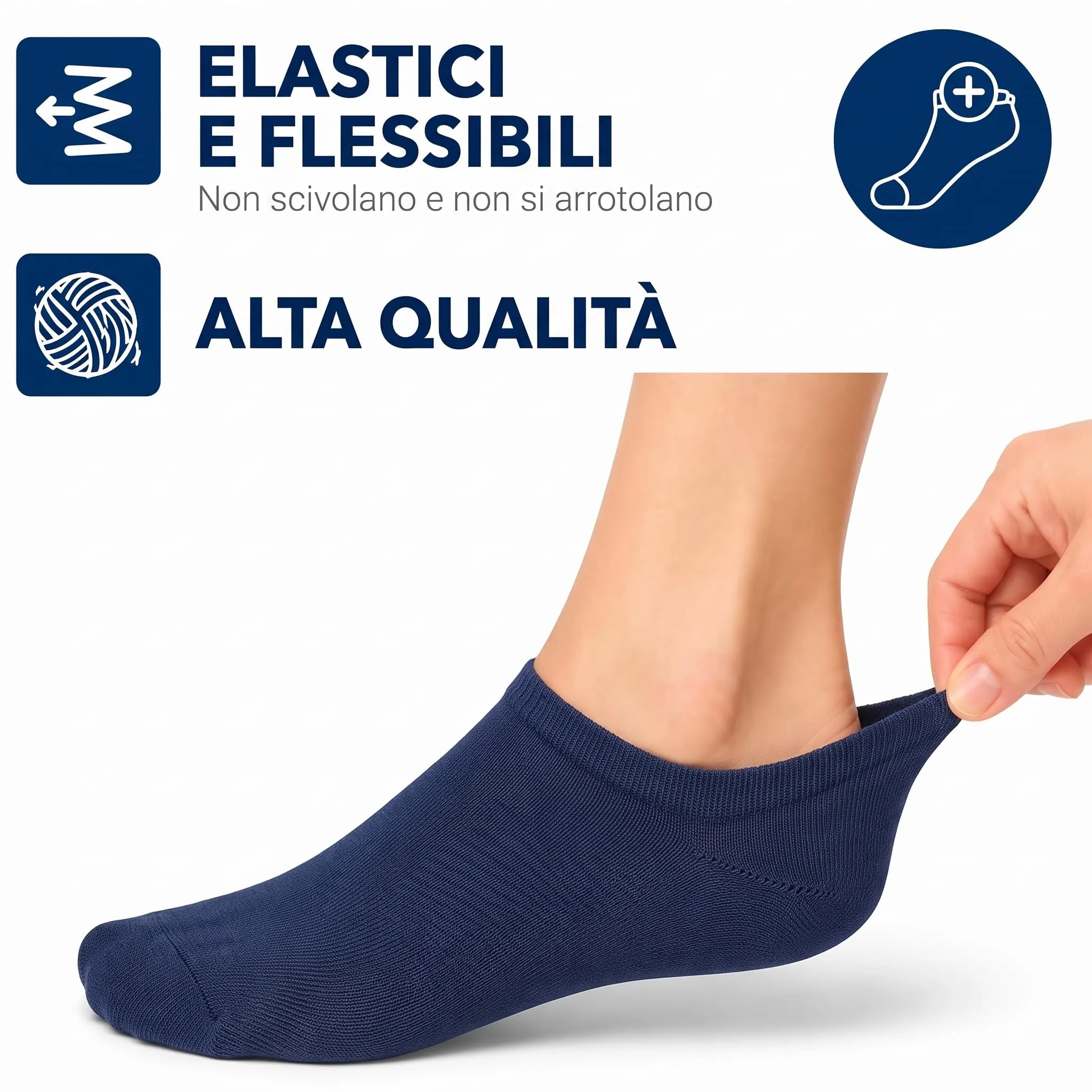 PS PROUTHS Calzini Corti Bassi Fantasmini in Cotone Unisex, 12 Paia, 40-46, Blu navy - immagine 4