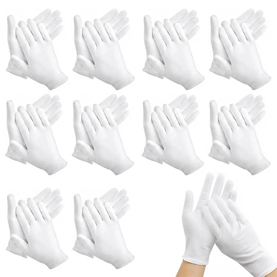 ZENQARI Guanti di Cotone Bianchi, 10 Paia, 9x21 cm - immagine 1