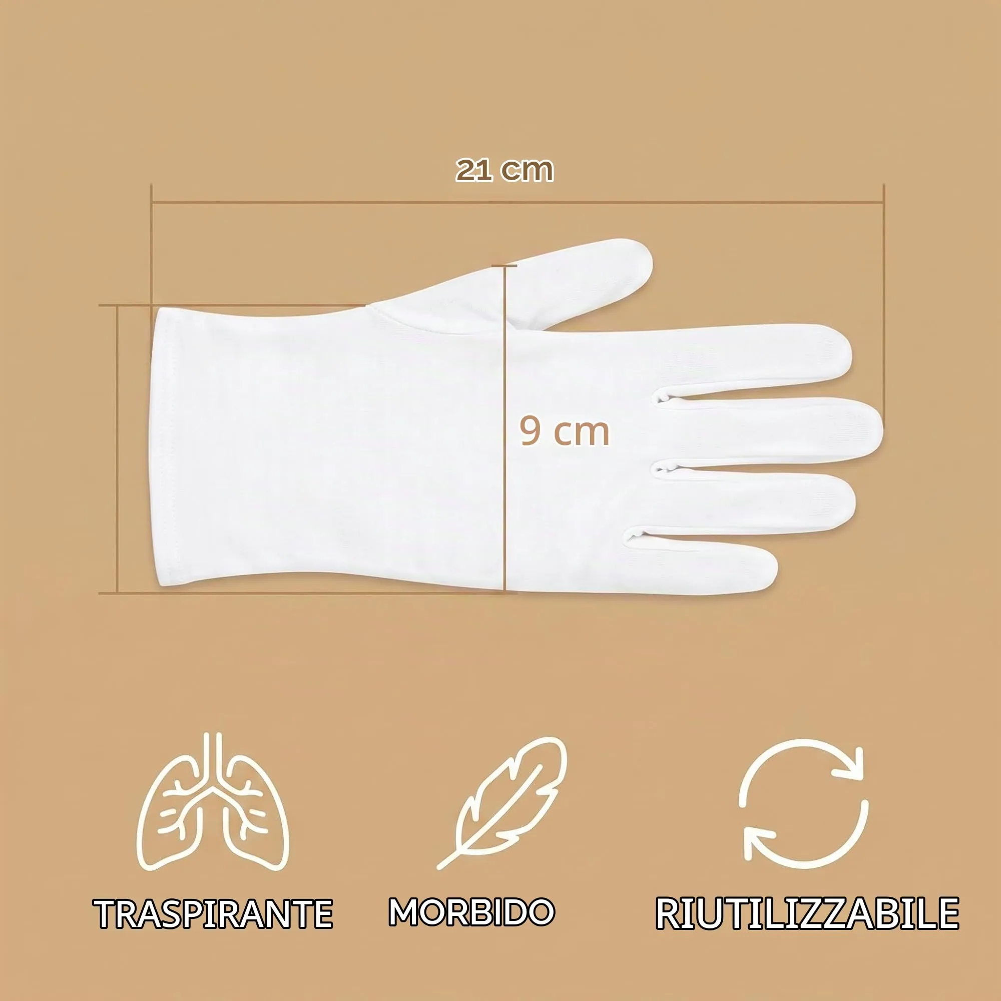 ZENQARI Guanti di Cotone Bianchi, 10 Paia, 9x21 cm - immagine 2
