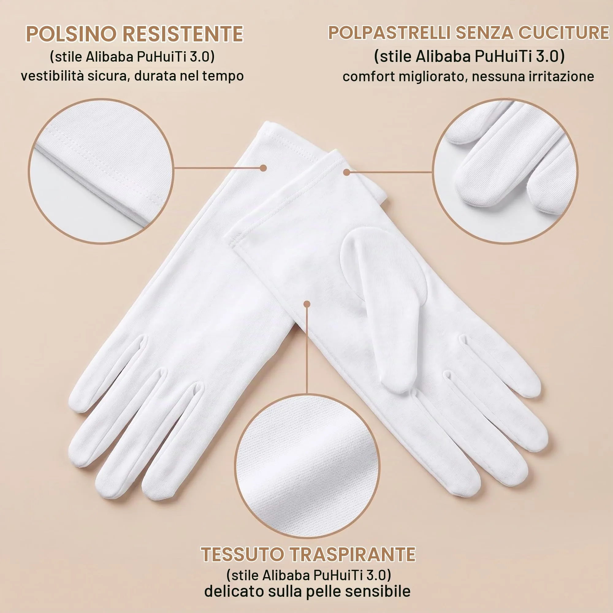 ZENQARI Guanti di Cotone Bianchi, 10 Paia, 9x21 cm - immagine 6