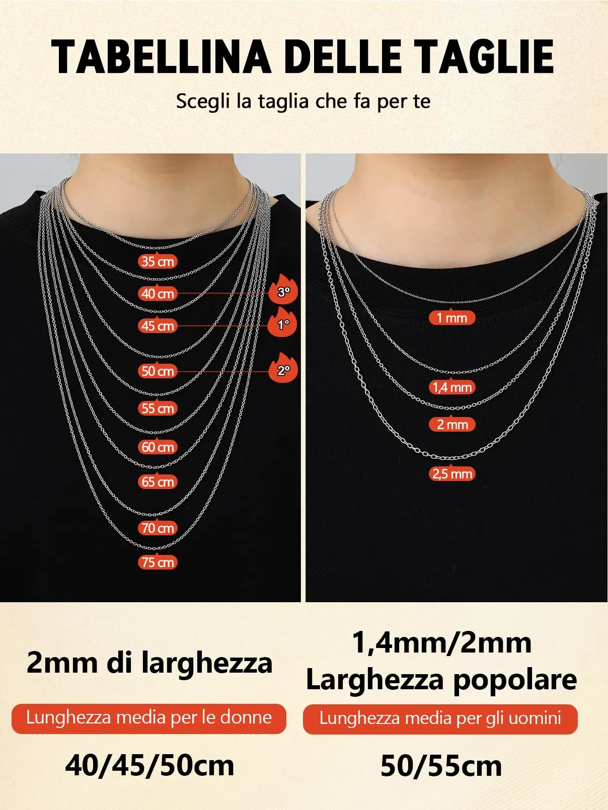 FaithHeart Collana Catenina in Acciaio Inossidabile 1mm 65cm Argento - immagine 4