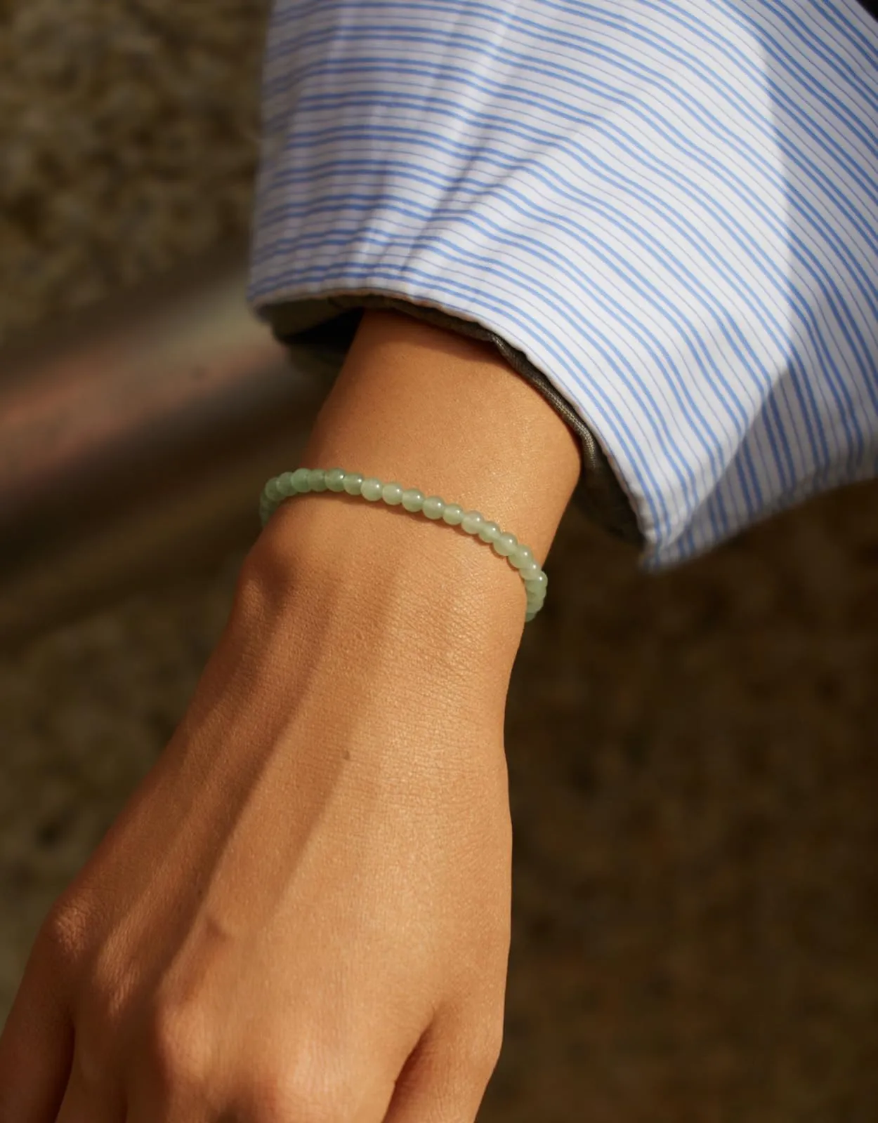 Landorilo Bracciale in Pietra Naturale Avventurina Verde, 4 mm, 18-19 cm - immagine 2