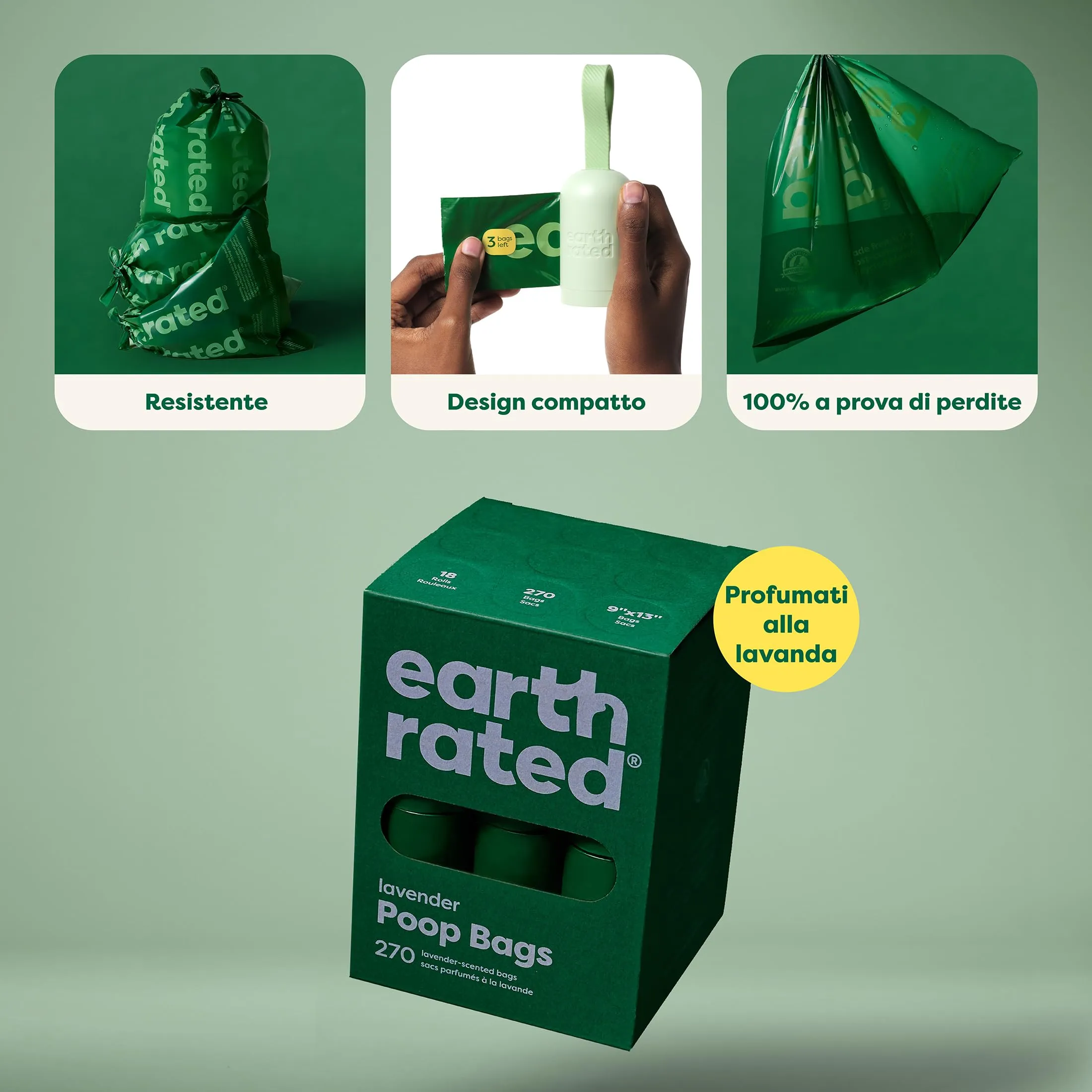 Earth Rated Sacchetti igienici per cani, profumati alla lavanda, 270 pezzi - immagine 3