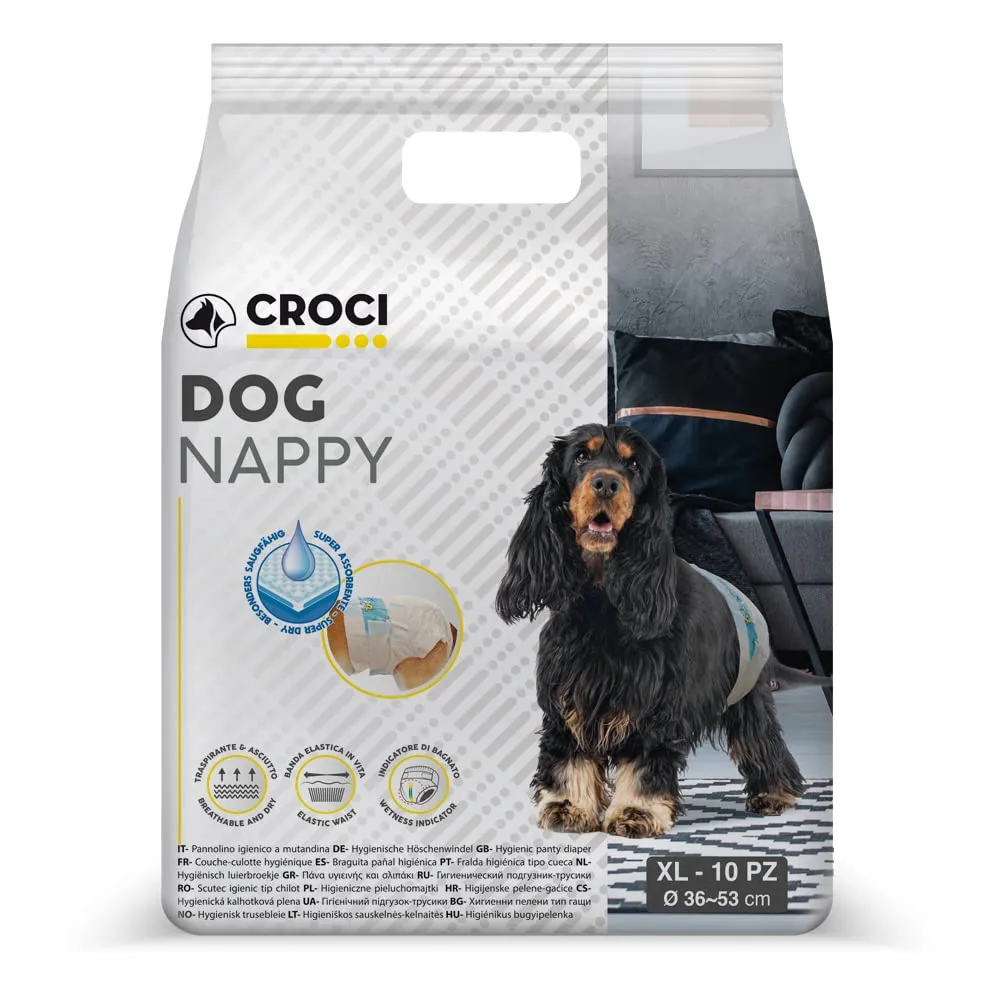 Croci Dog Nappy Pannolini Igienici per Cani Femmine, Taglia XL (40-62 cm), 10 pz - immagine 1
