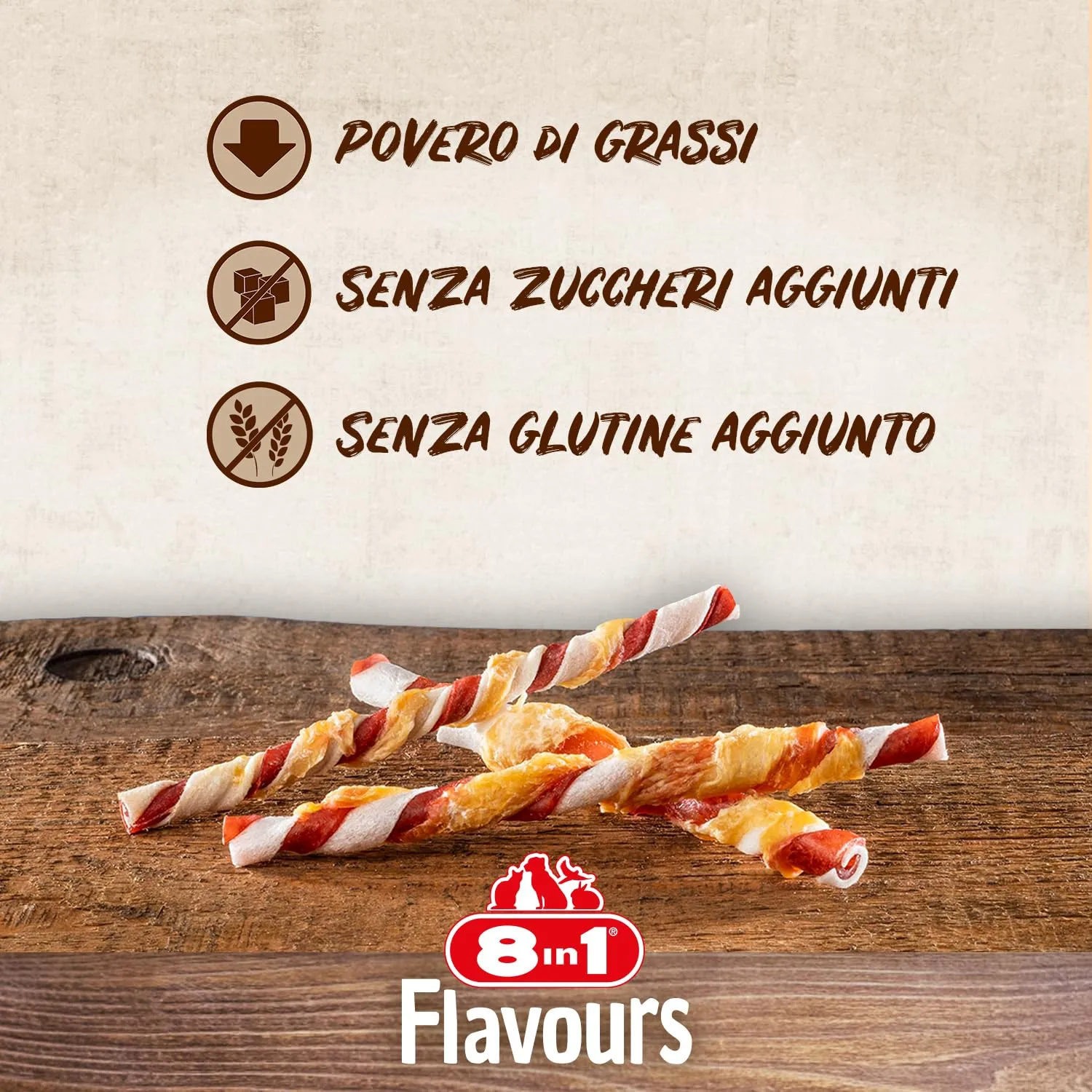 8in1 Triple Flavour Twisted Sticks per Cani, 10 Pezzi - immagine 3
