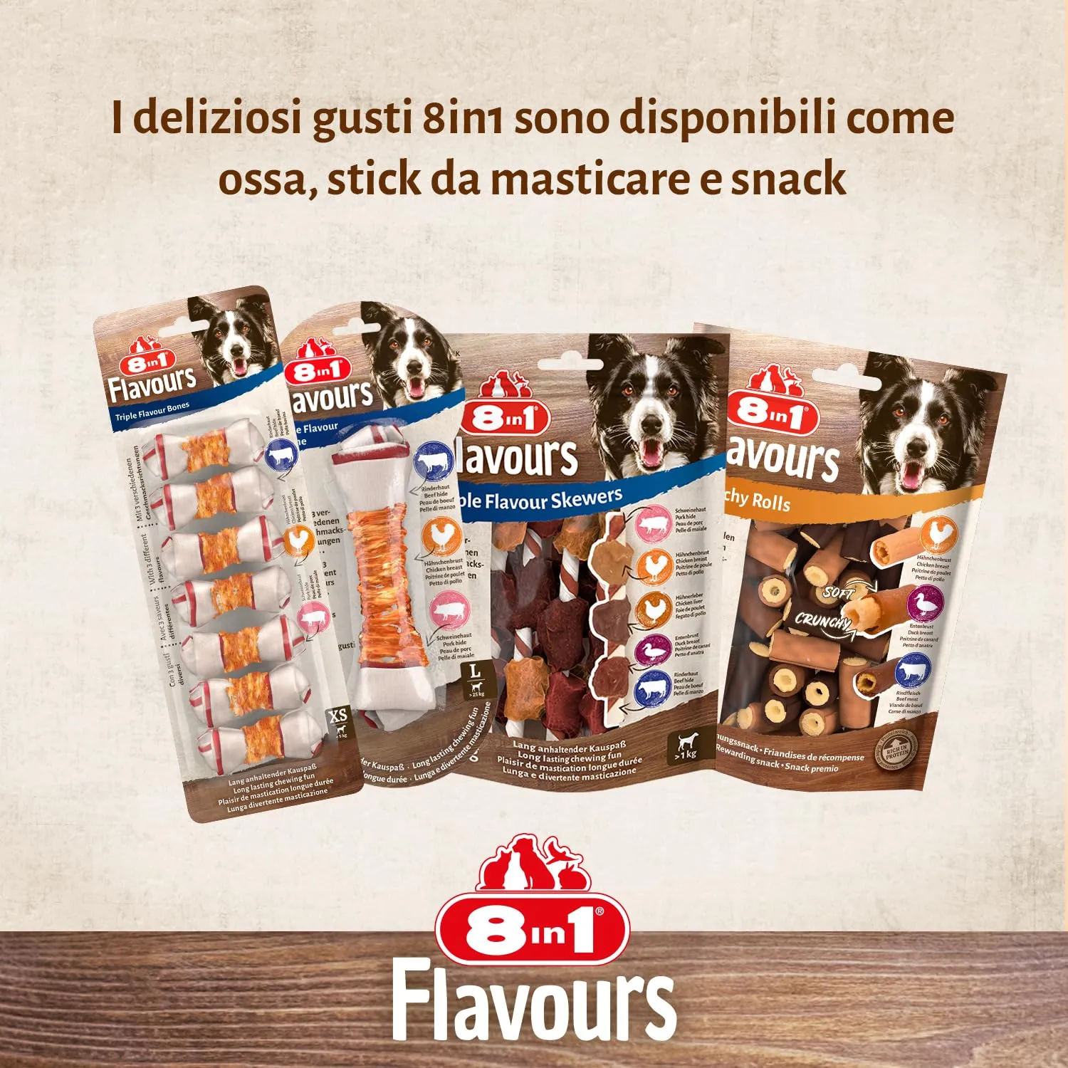 8in1 Triple Flavour Twisted Sticks per Cani, 10 Pezzi - immagine 5