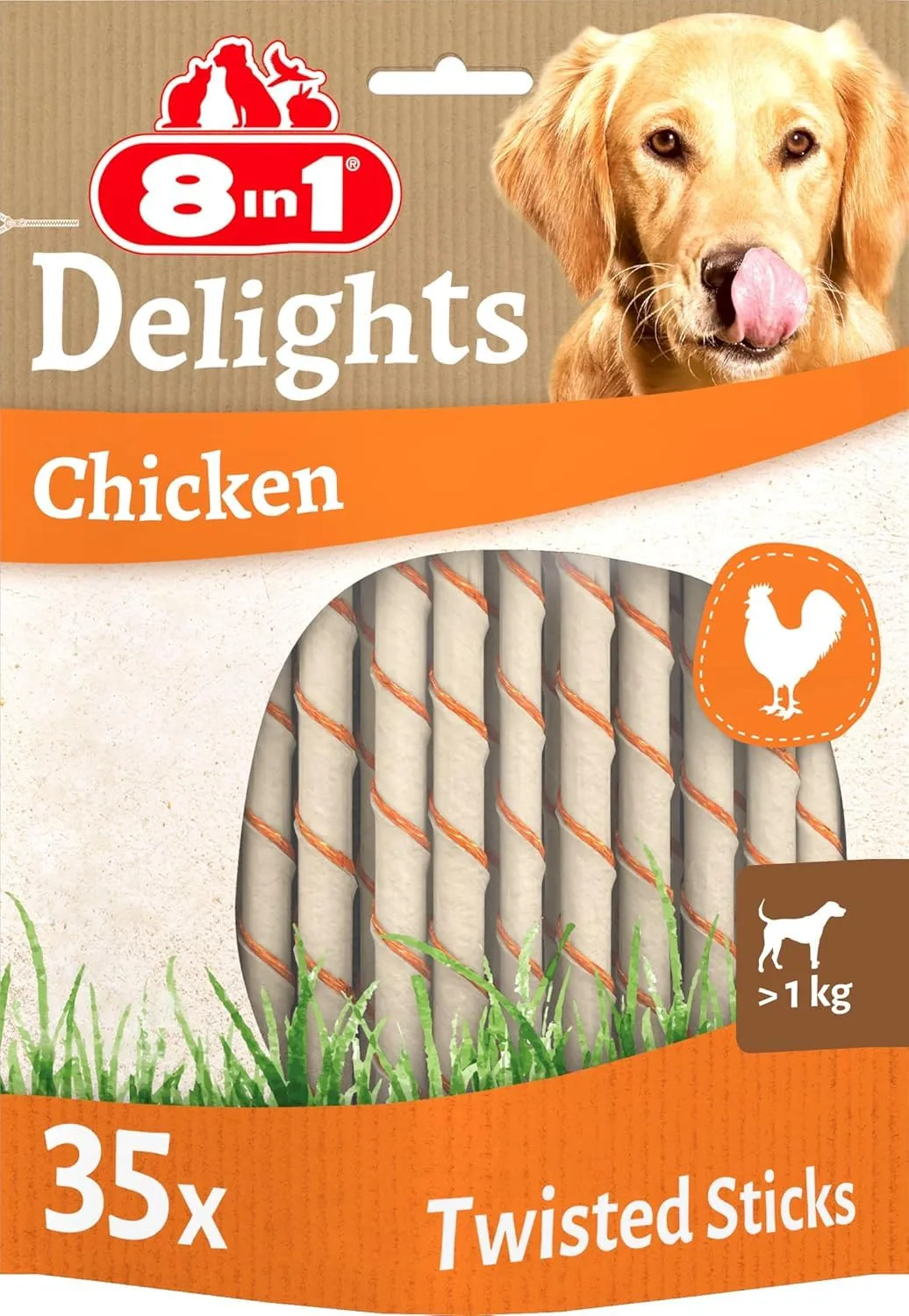 8in1 Delights Twisted Sticks Stick masticabili per cani, 35 Pezzi - immagine 1