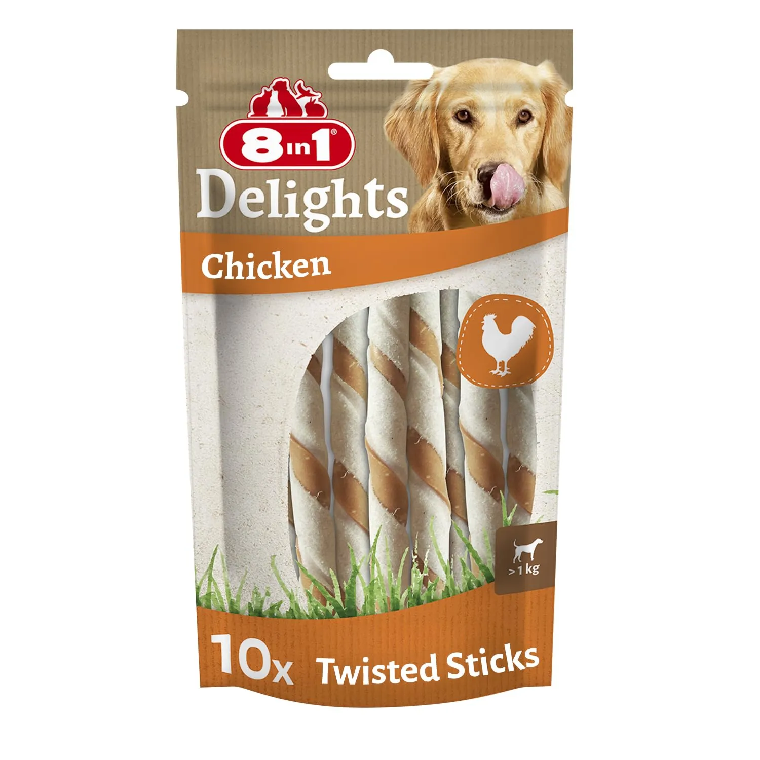 8in1 Twisted Sticks di Pollo e Pelle di Manzo, 10 Pezzi - immagine 1