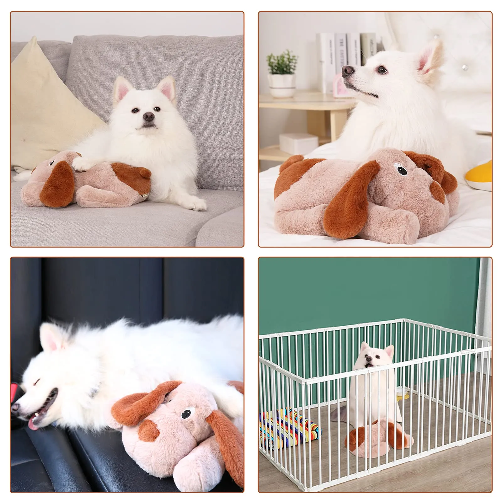 WEOK Giocattolo di peluche calmante con battito cardiaco per cuccioli, cani e gatti - Marrone - immagine 7