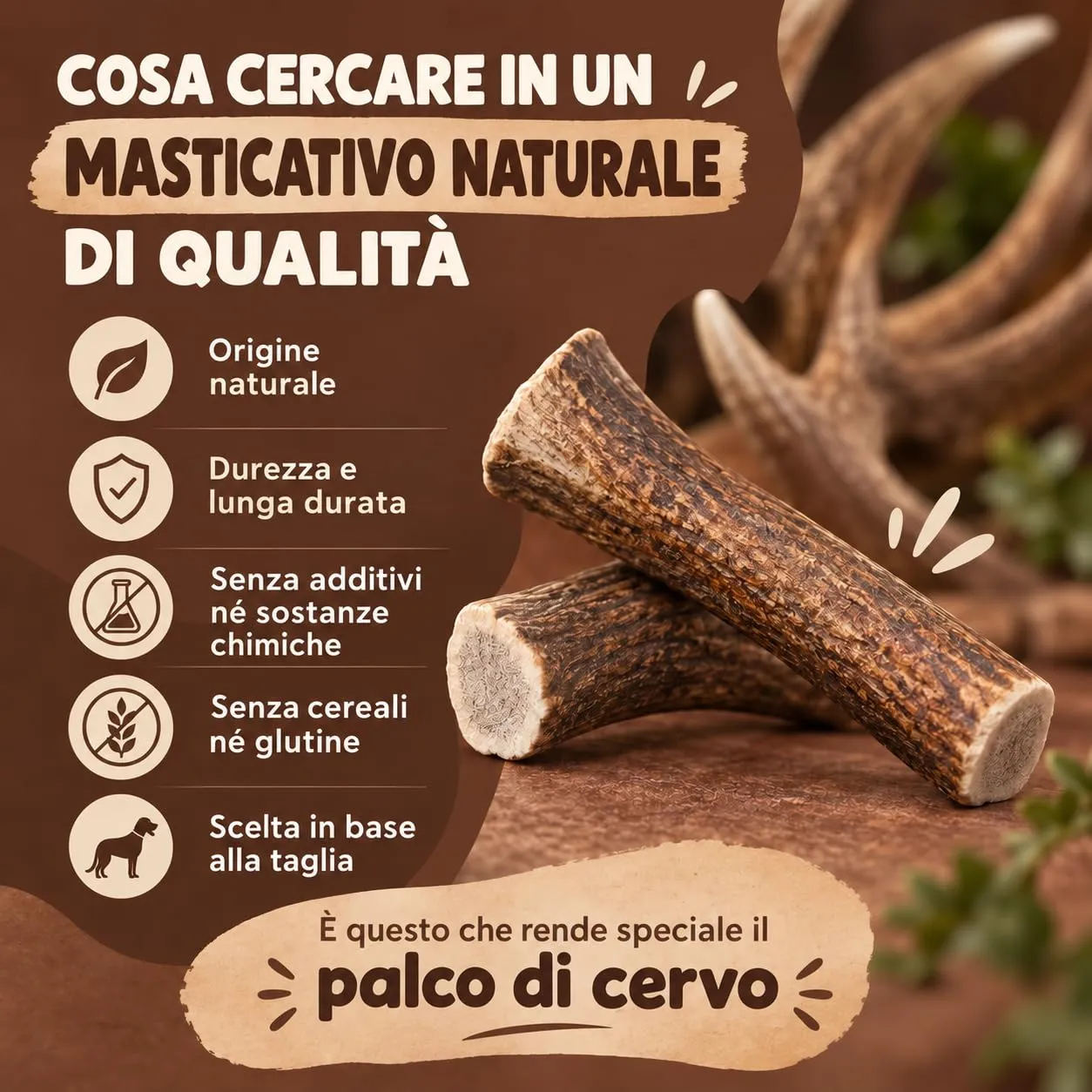 MAIKAI Corno di Cervo per Cani, Taglia L, 140 g - immagine 3