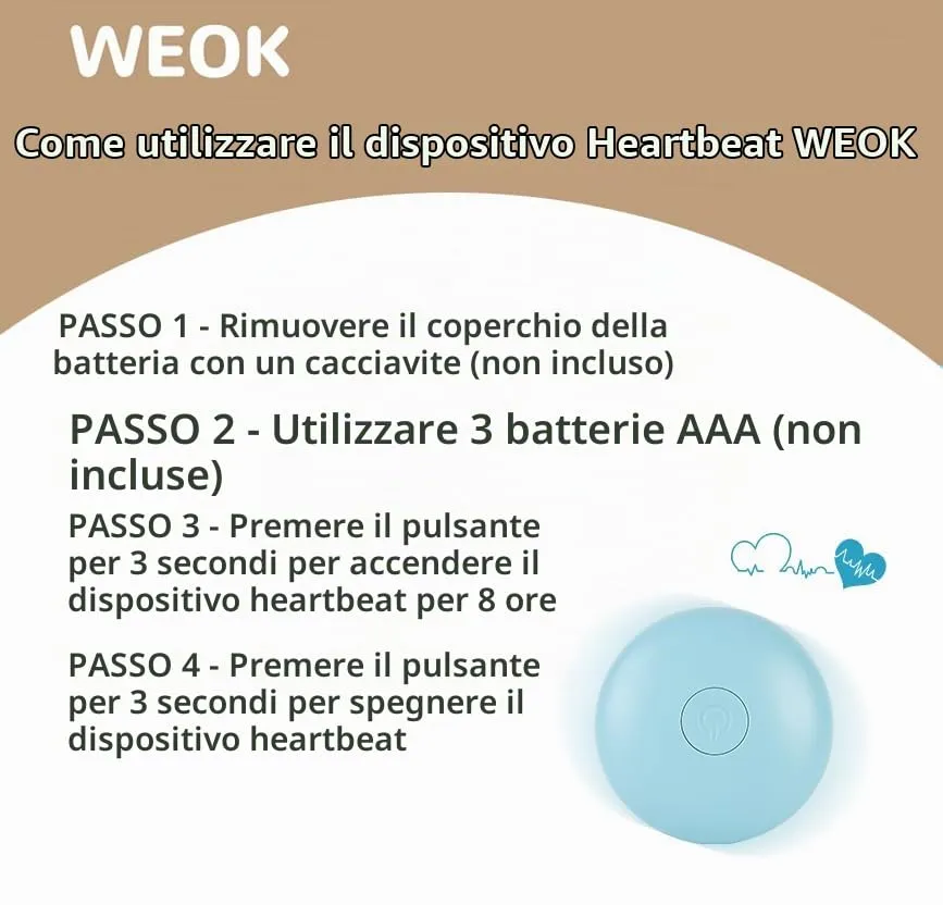 WEOK Giocattolo di peluche con battito cardiaco per cuccioli, cani e gatti - immagine 4