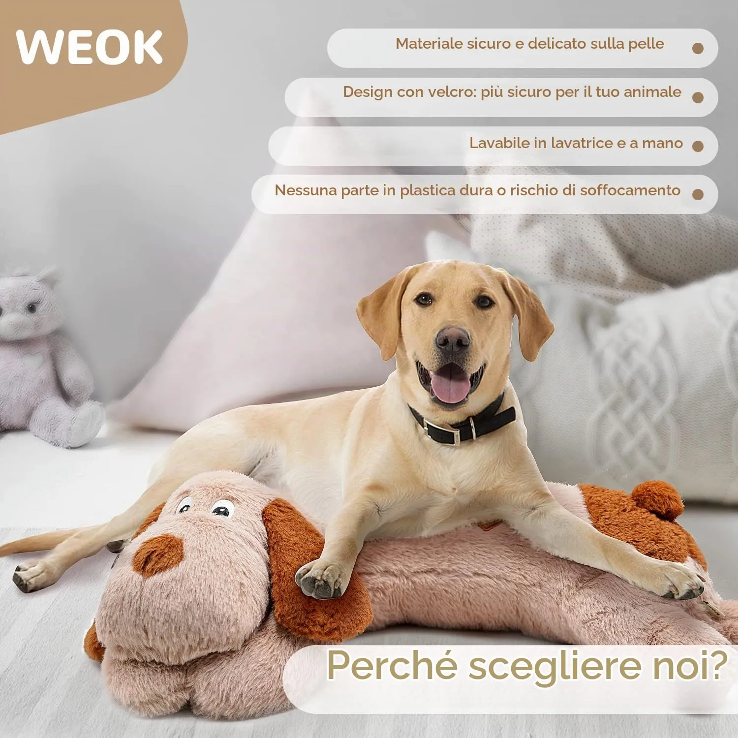 WEOK Giocattolo di peluche con battito cardiaco per cuccioli, cani e gatti - immagine 5