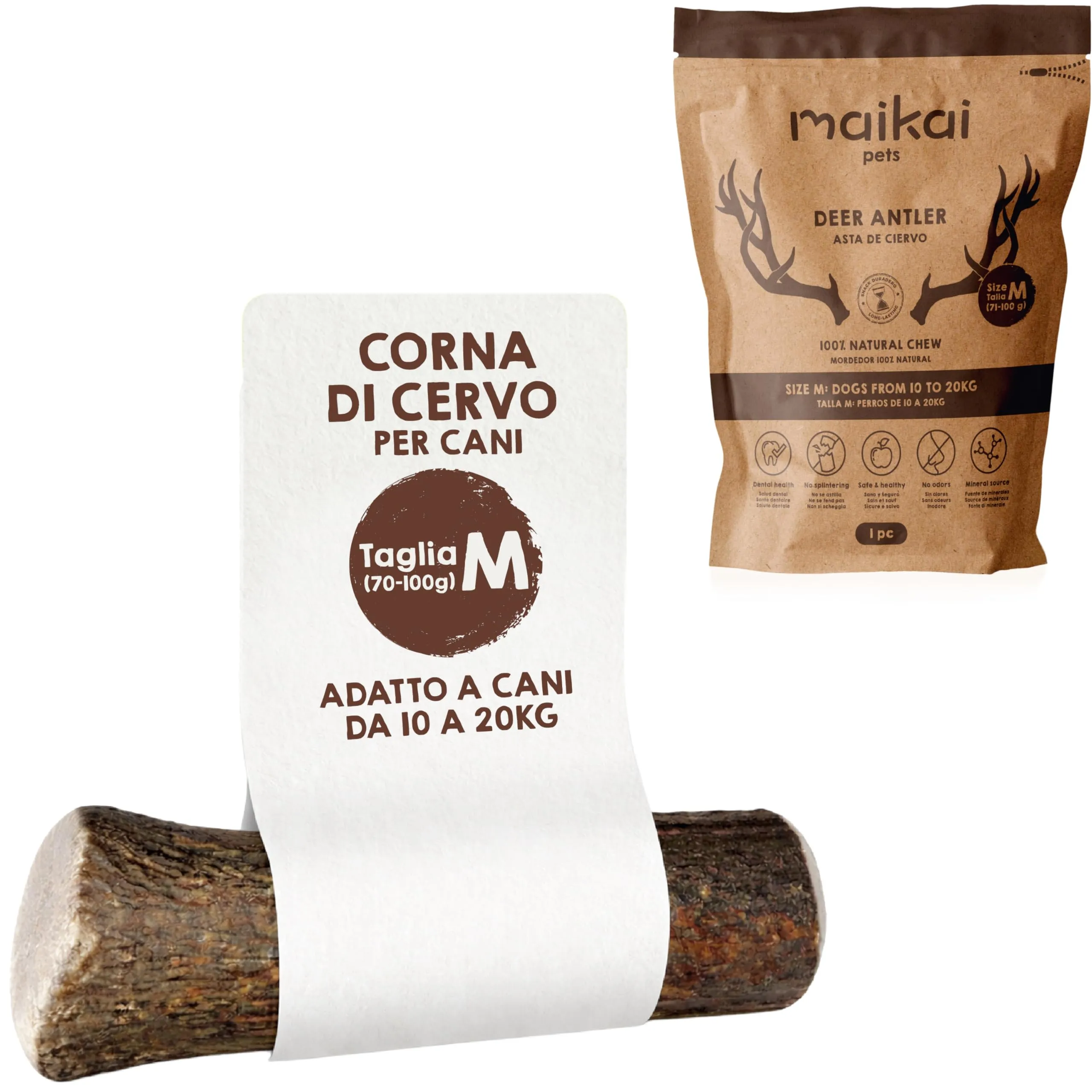 MAIKAI Corno di Cervo per Cani, Taglia M, 100 g - immagine 1