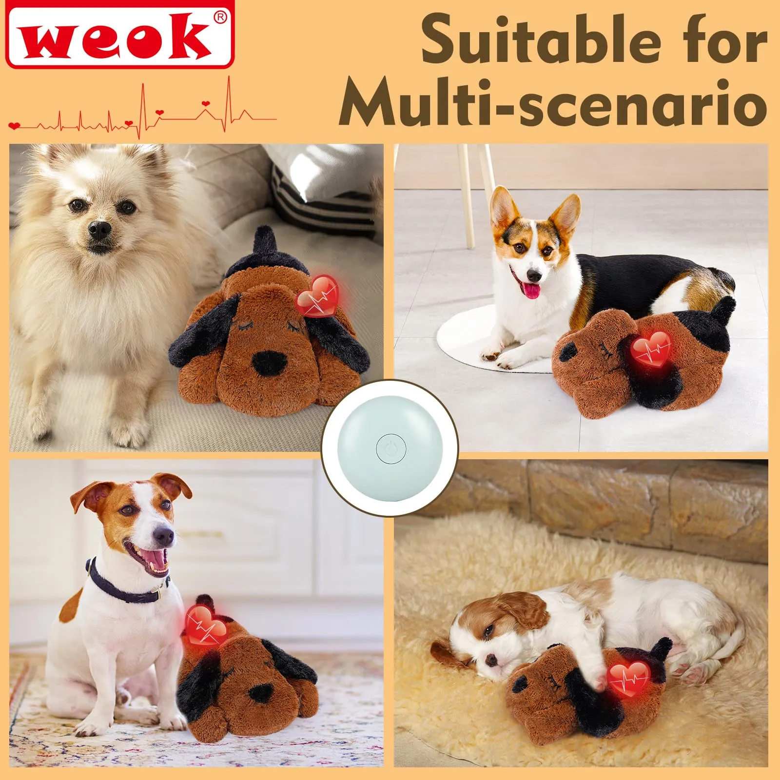 Werpower WEOK Giocattolo con battito cardiaco per cani e gatti, sollievo dall'ansia e aiuto per il sonno - immagine 6