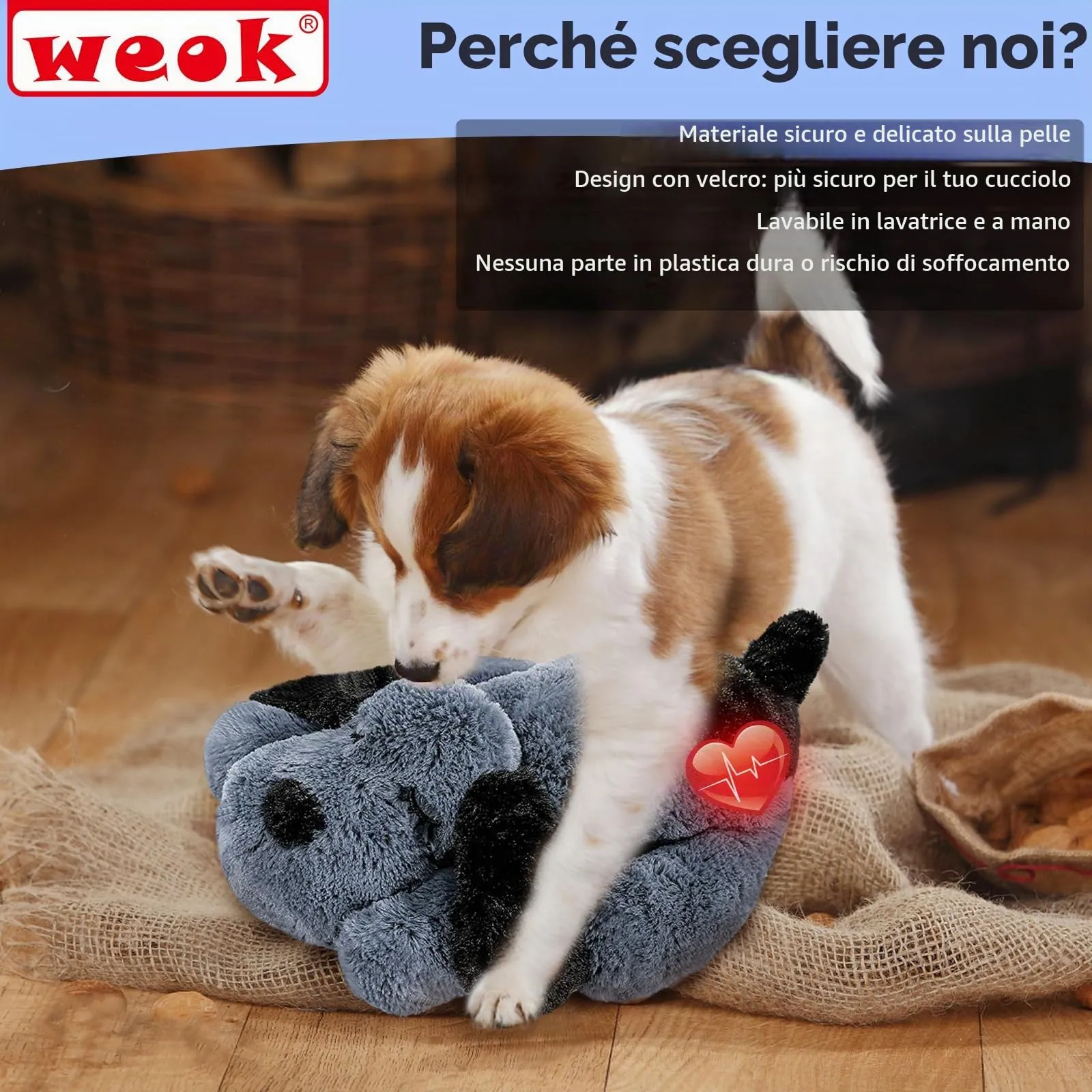 Werpower Giocattolo per cani con battito cardiaco simulato anti-ansia per cuccioli e gatti - immagine 3