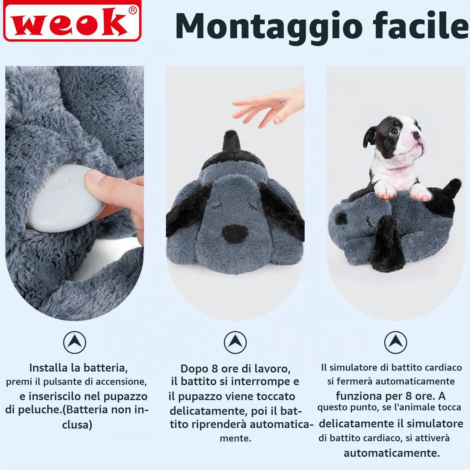 Werpower Giocattolo per cani con battito cardiaco simulato anti-ansia per cuccioli e gatti - immagine 8