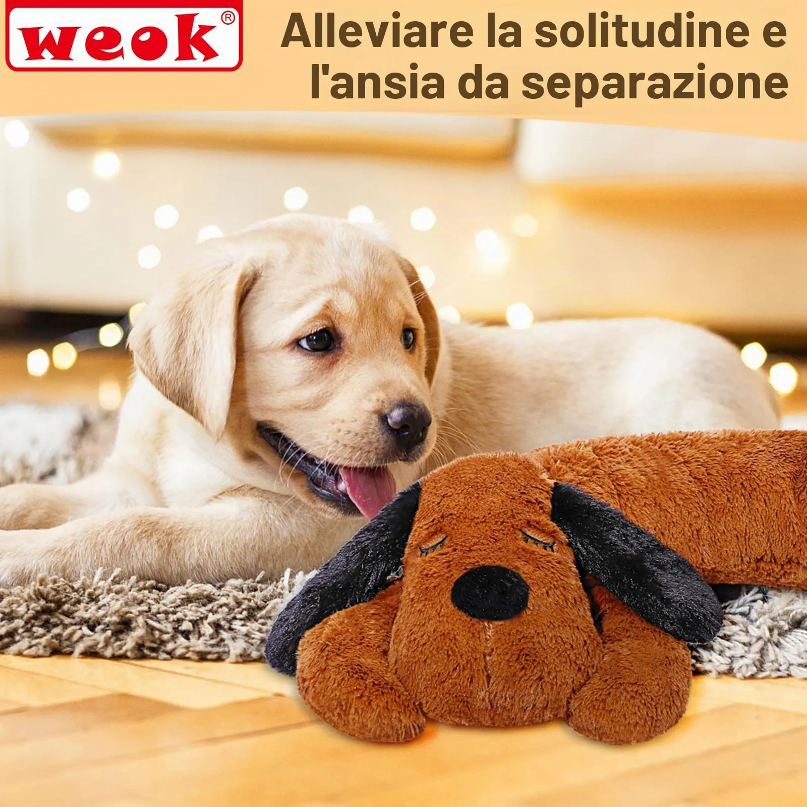 WEOK Heartbeat Puppy for Dogs - Calming Anxiety Relief Toy and Comfort Cushion - immagine 2