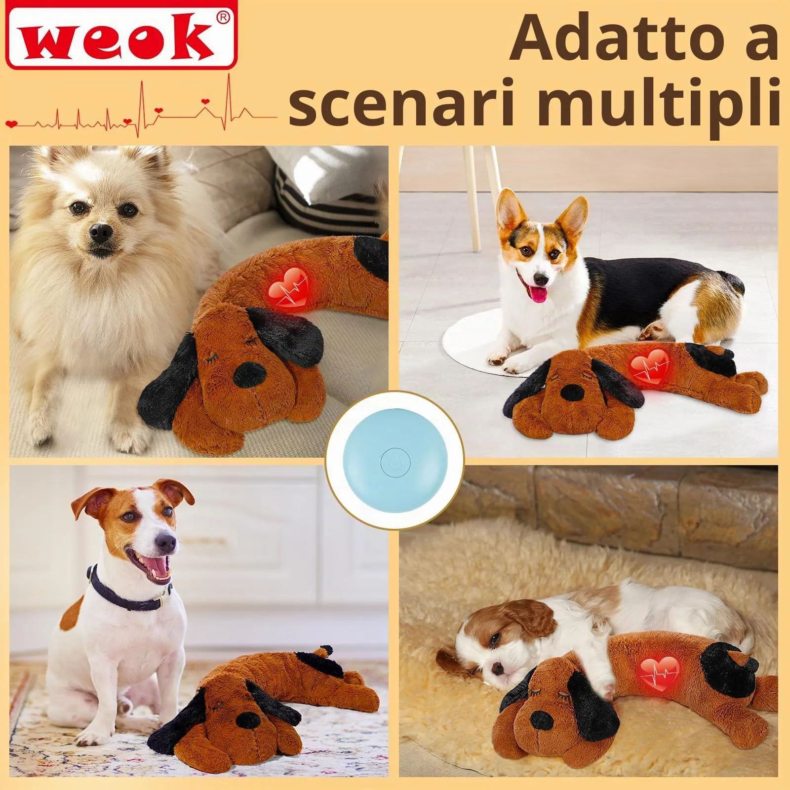 WEOK Heartbeat Puppy for Dogs - Calming Anxiety Relief Toy and Comfort Cushion - immagine 6