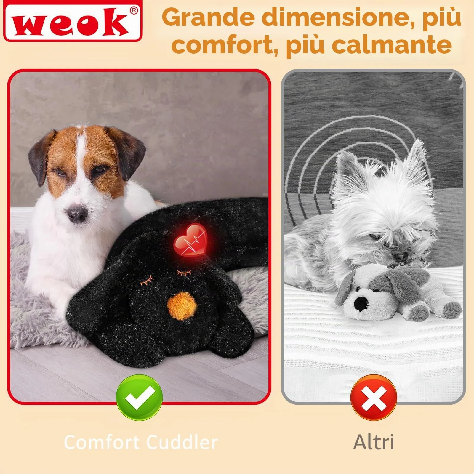 WEOK Cucciolo di peluche con battito cardiaco per cani e gatti - immagine 5