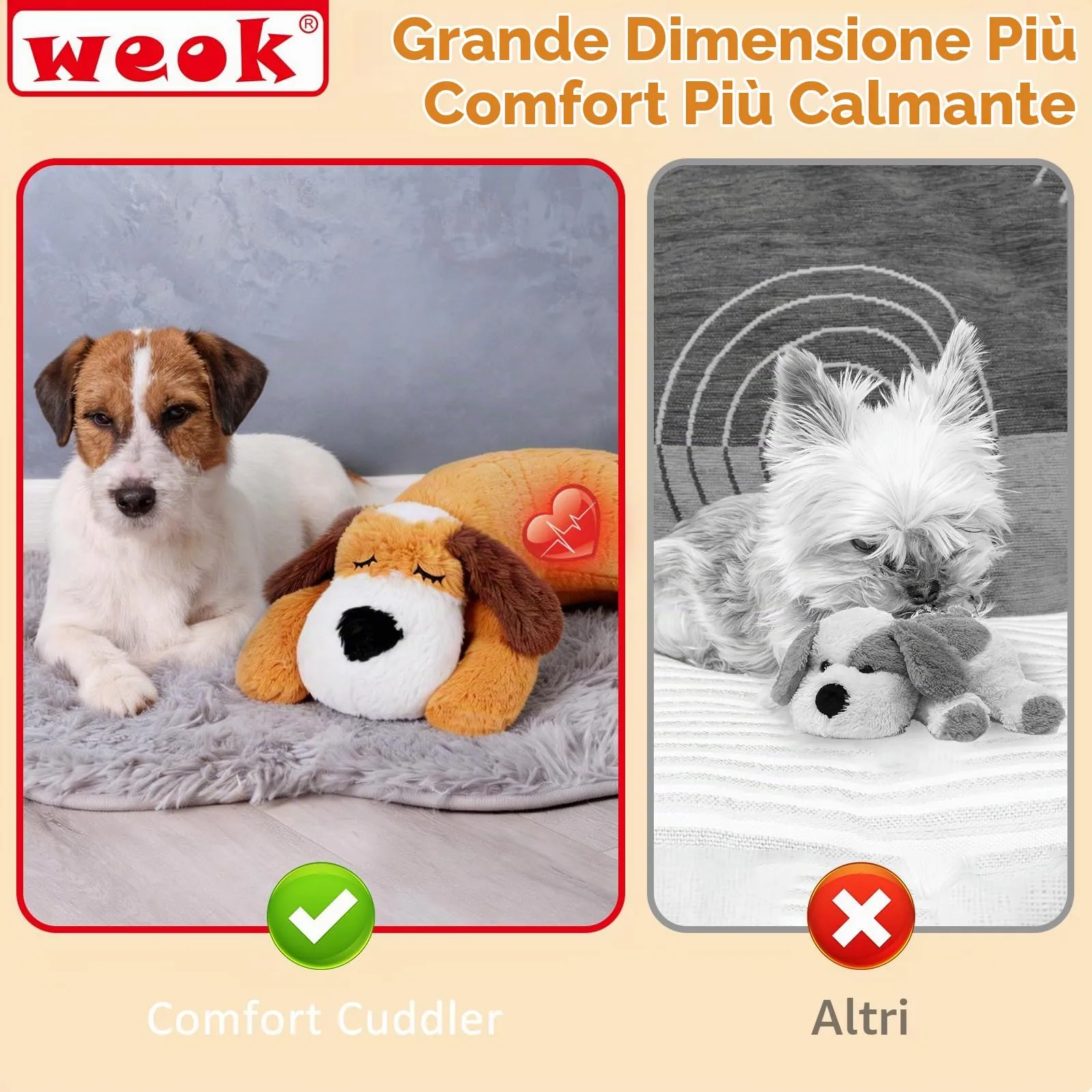 WEOK Cucciolo di peluche con battito cardiaco per cani e gatti - immagine 6