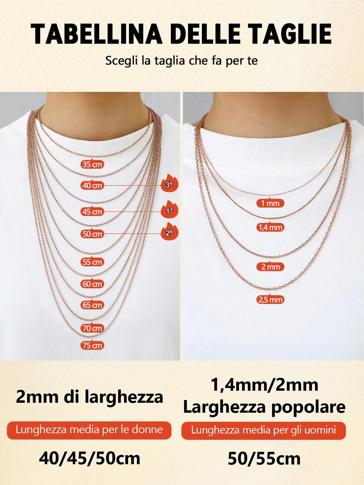 FaithHeart Collana Catenina Donna in Acciaio Inossidabile Oro 1mm 65cm - immagine 4