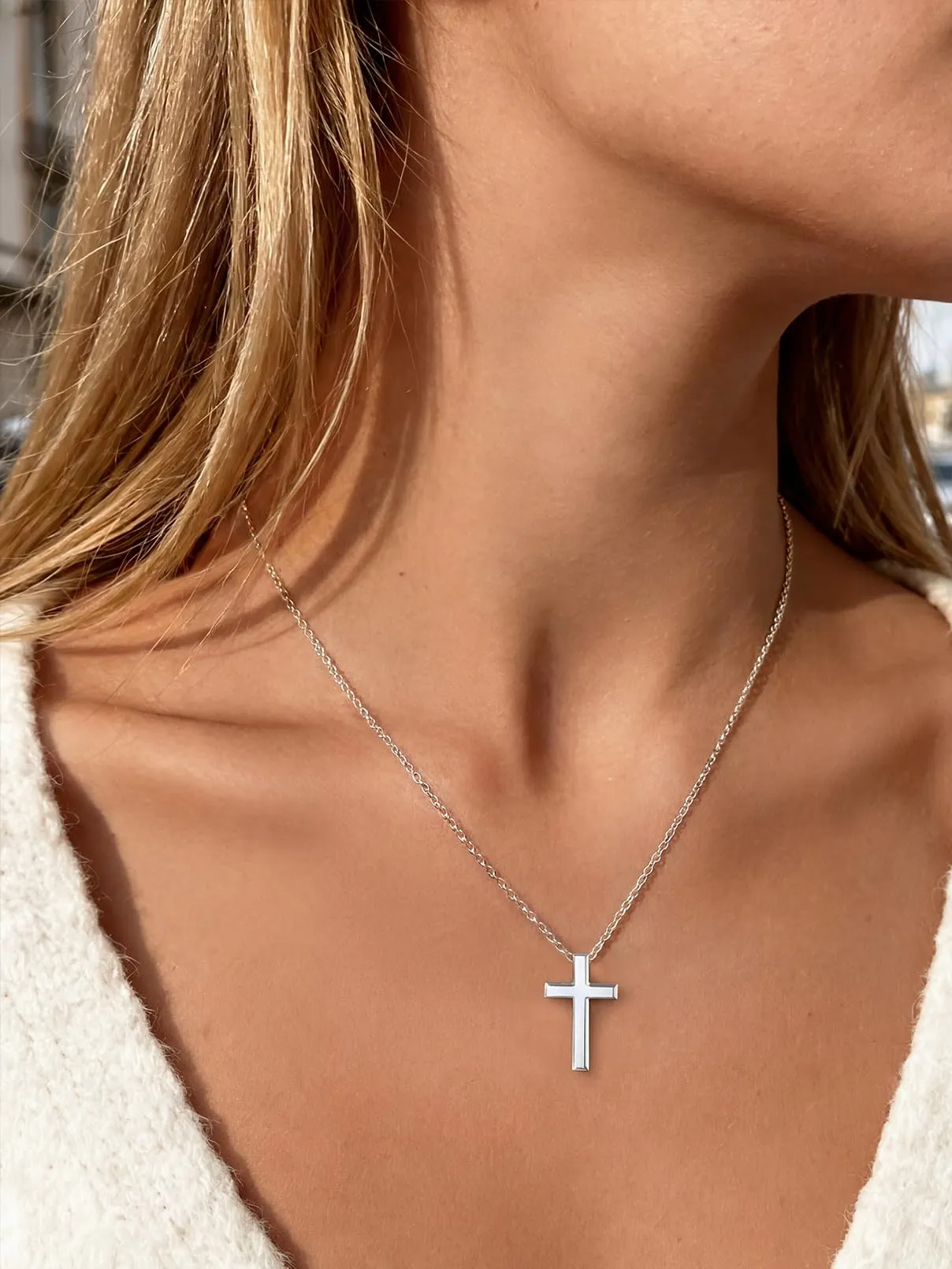 FaithHeart Collana Catenina Donna in Acciaio Inossidabile 2mm Argento 35cm - immagine 9