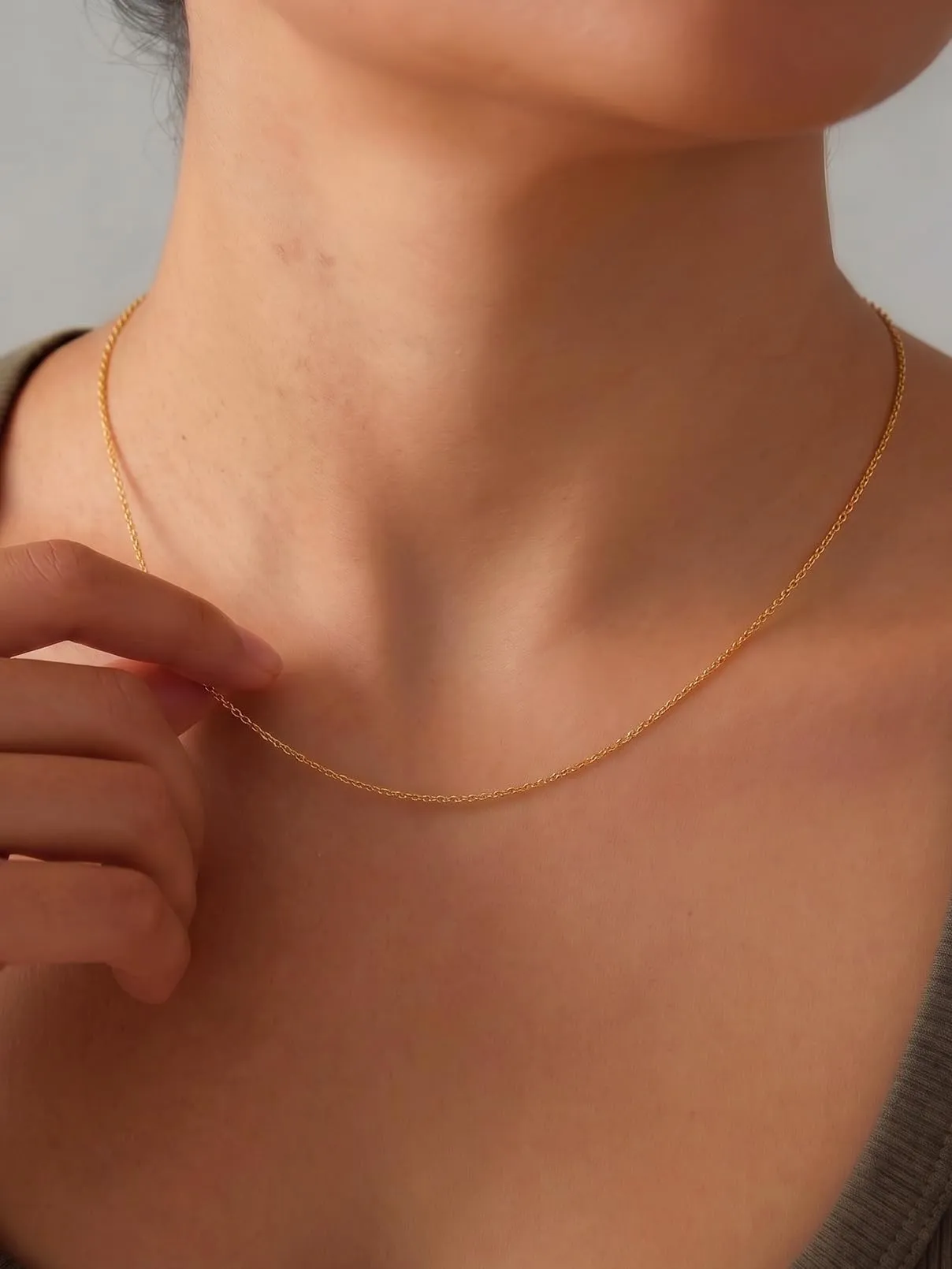 FaithHeart Collana Catenina Donna in Acciaio Inossidabile 1mm Oro, 50cm - immagine 8