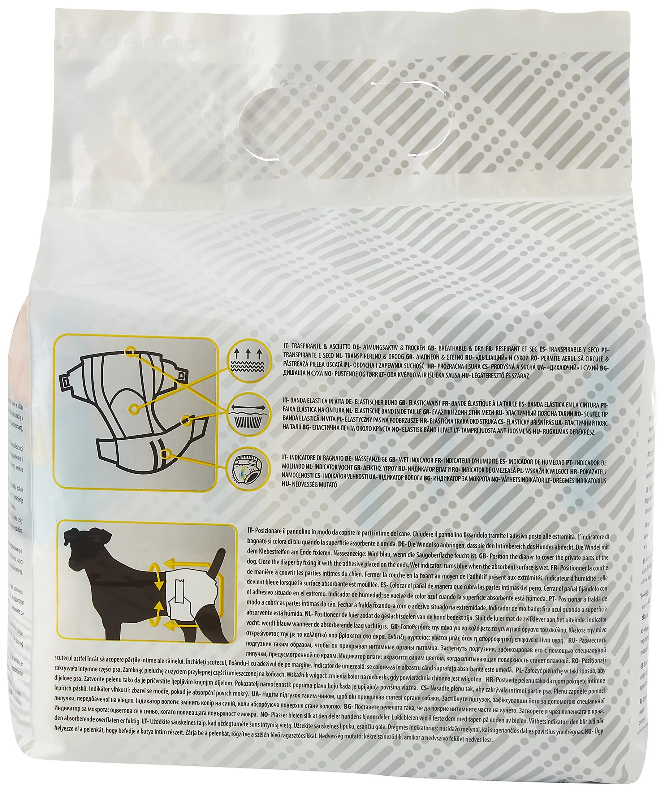 Croci Dog Nappy Pannolini Igienici per Cani Femmine, Taglia M (32-44 cm), 12 Pezzi - immagine 4
