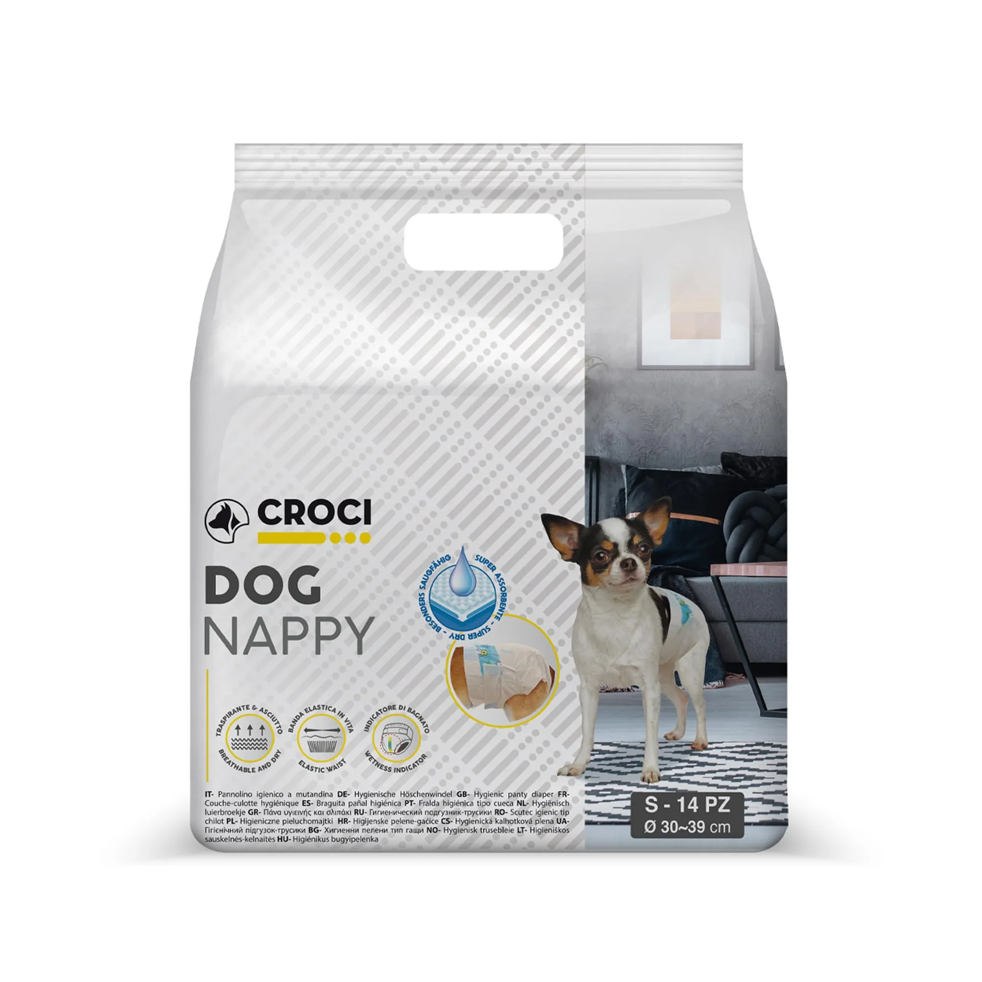 Croci Dog Nappy Mutanda Assorbente per cani femmine, Taglia S (30-39 cm), 14 pz - immagine 1
