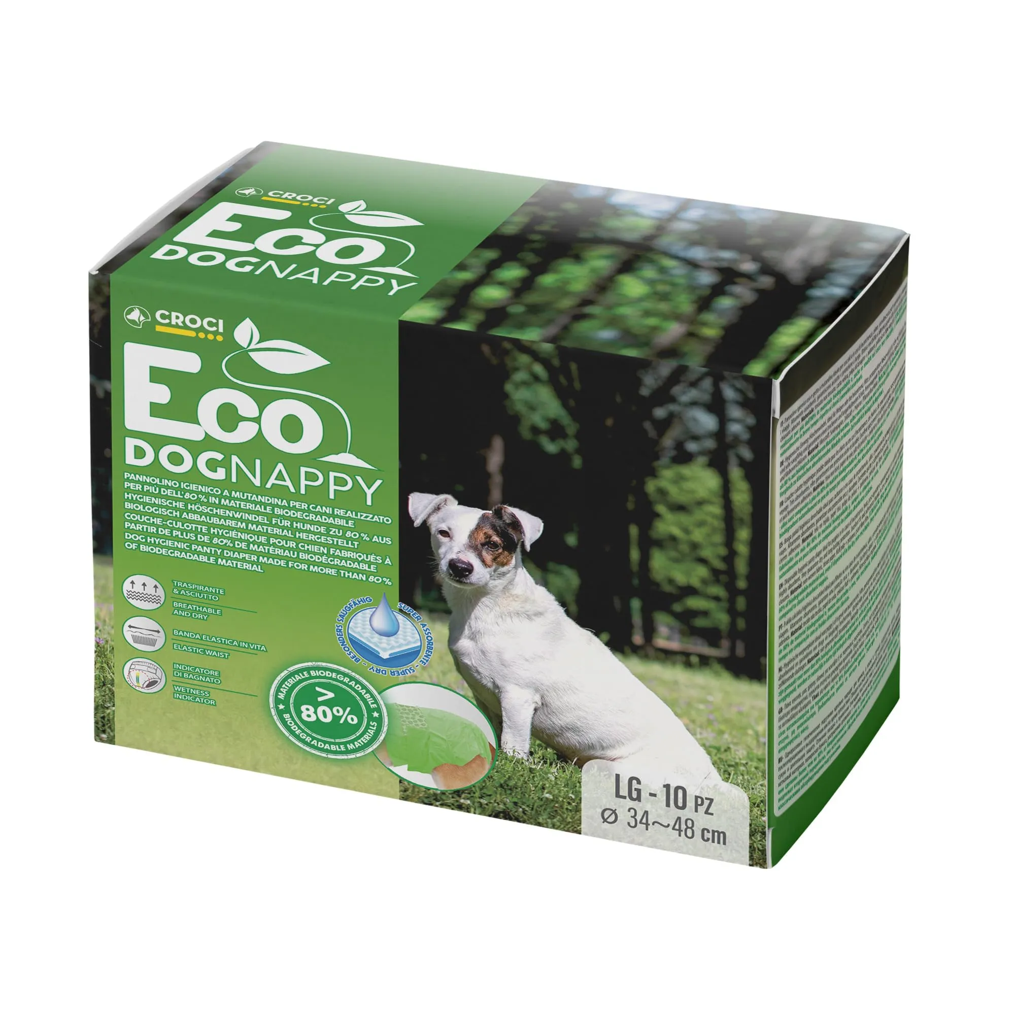 Croci Dog Nappy Eco Mutanda Assorbente per Cani Femmine, Taglia L (34-48 cm), 10 pz - immagine 1