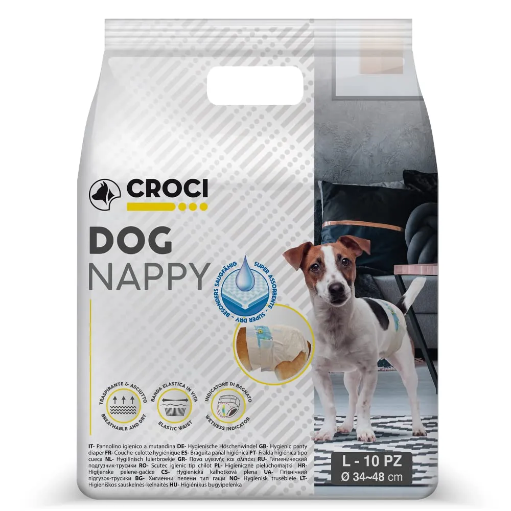 Croci Dog Nappy Pannolini per cani femmine, Taglia L (34-48 cm), 10 pz - immagine 1