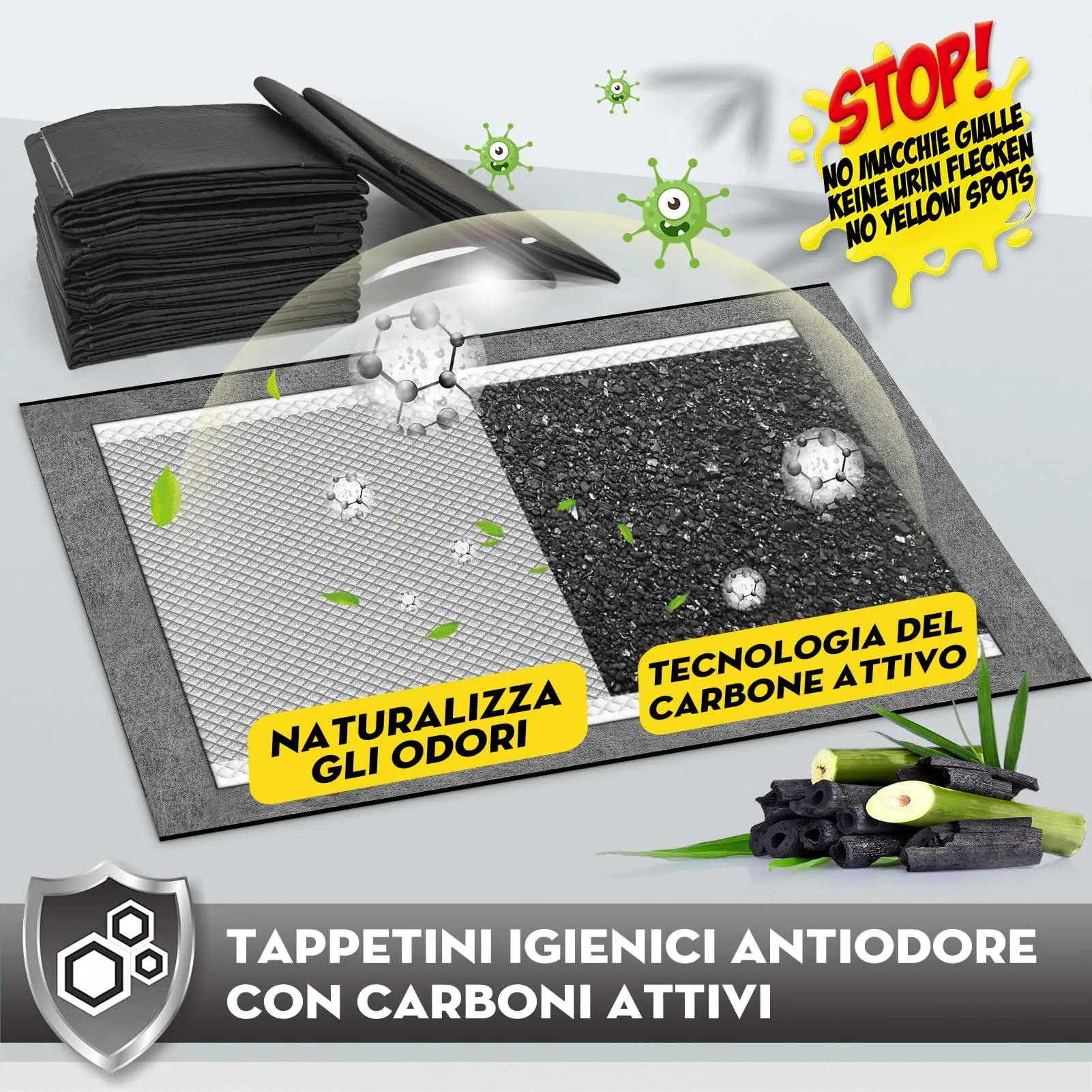 Croci Super Nappy Carboni Attivi Tappetini Igienici per Cani 57x54 cm, 30 pezzi - immagine 2