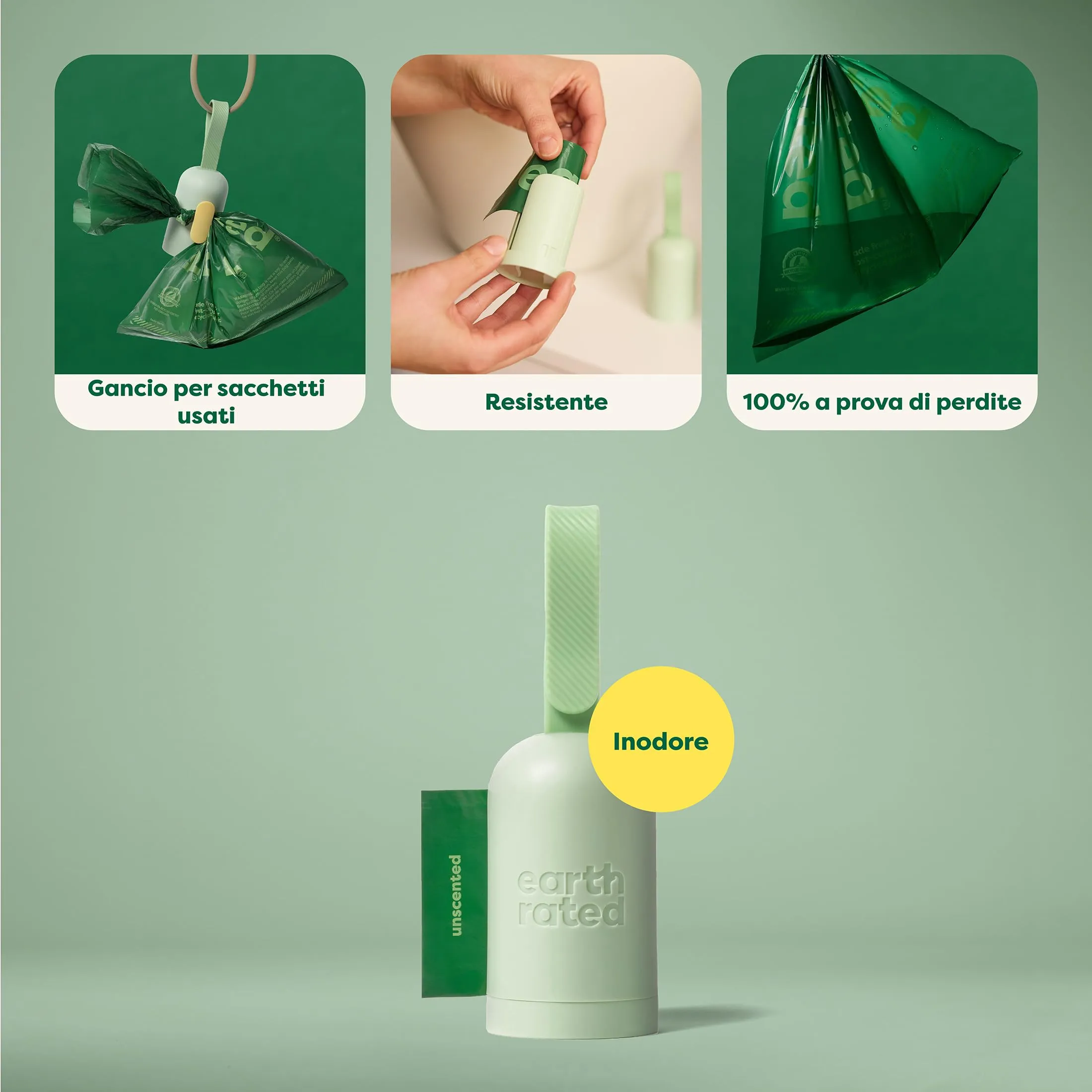 Earth Rated Dispenser per sacchetti igienici per cani con 15 sacchetti senza profumo - immagine 3