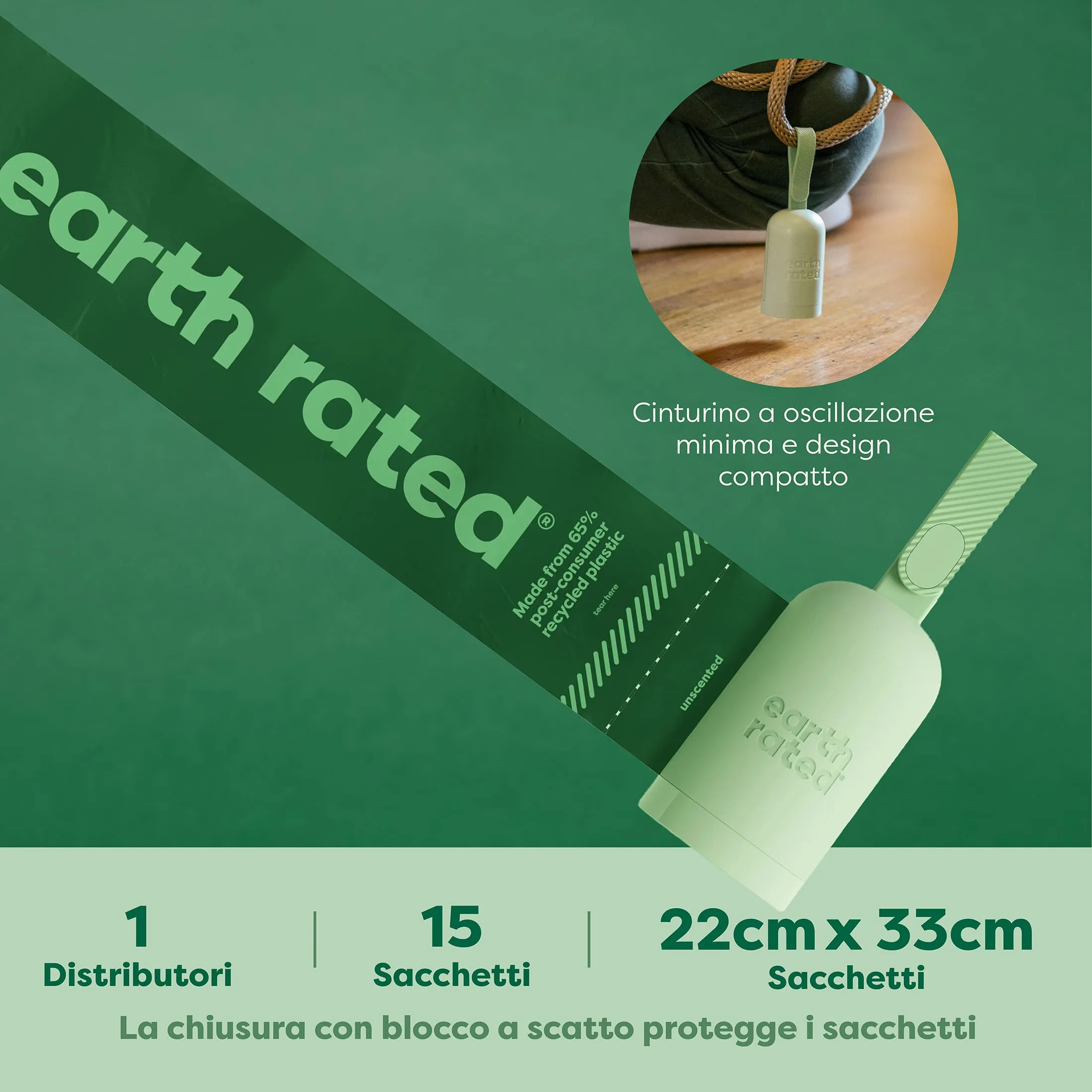 Earth Rated Dispenser per sacchetti igienici per cani con 15 sacchetti senza profumo - immagine 5