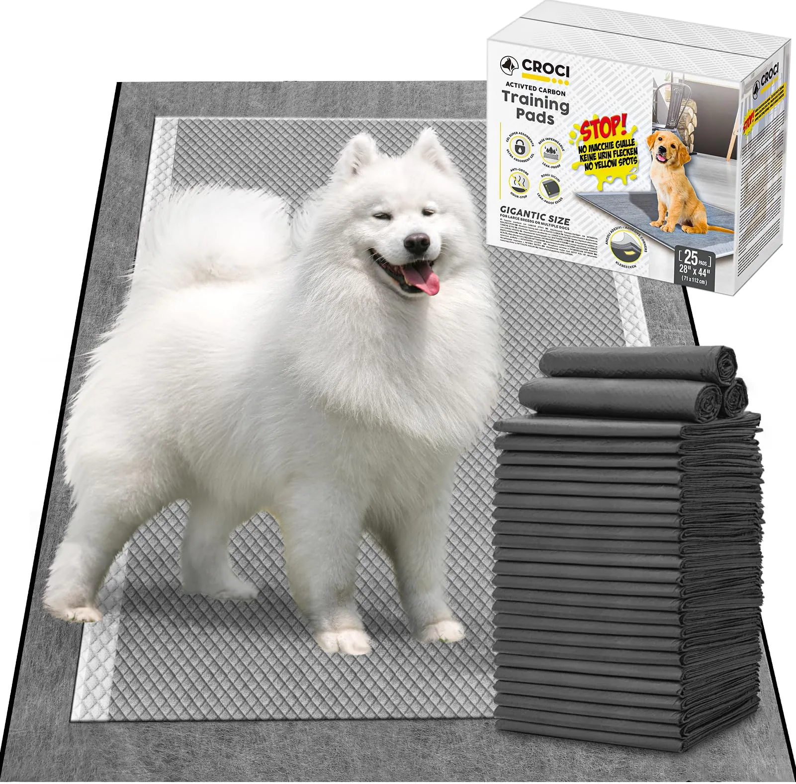 Croci Super Nappy Carboni Attivi Tappetini Igienici per Cani XXL 71x112 cm 25 pz - immagine 1