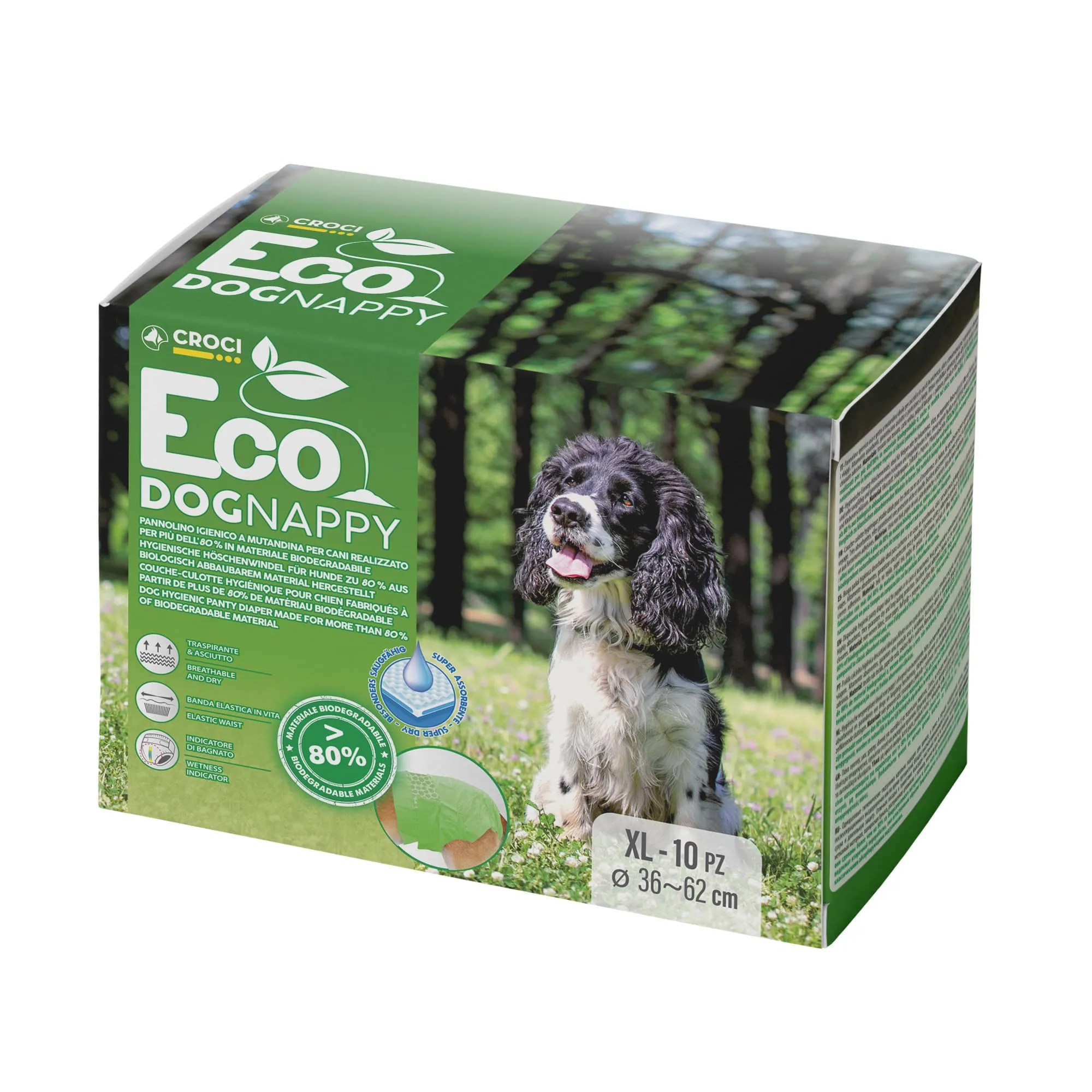Croci Dog Nappy Eco Mutanda Assorbente per cani femmine, Taglia XL (40-62 cm), 10 pz - immagine 1