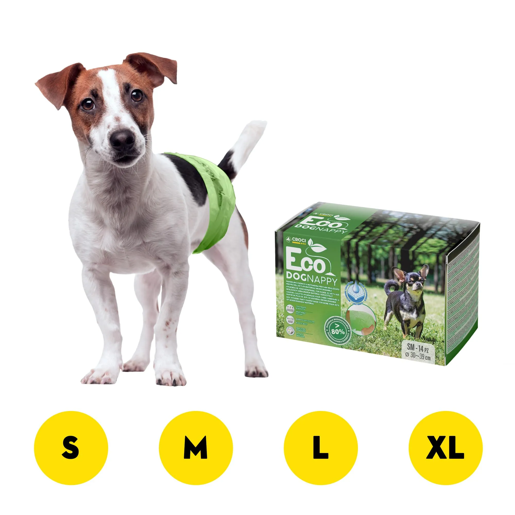 Croci Dog Nappy Eco Mutanda Assorbente per cani femmine, Taglia XL (40-62 cm), 10 pz - immagine 5