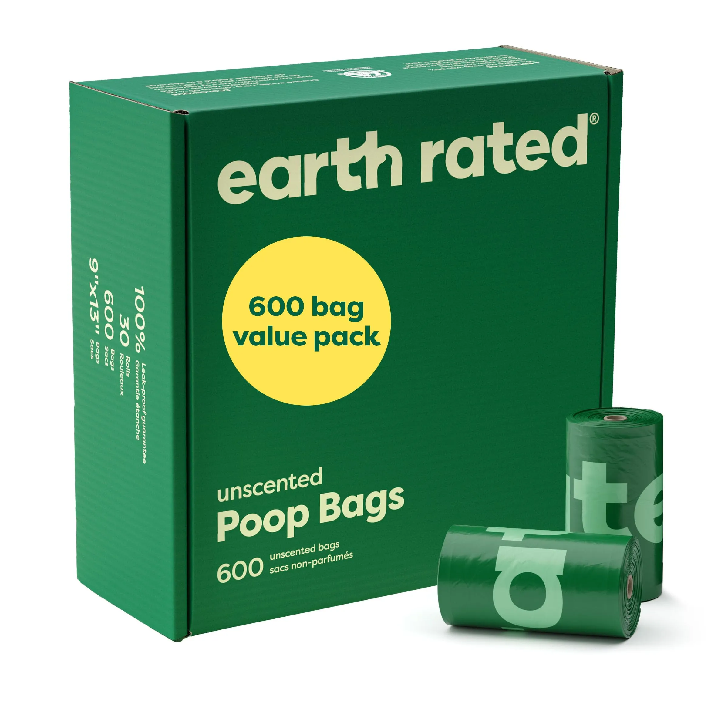Earth Rated Sacchetti igienici per cani, senza profumo, 600 pezzi - immagine 1